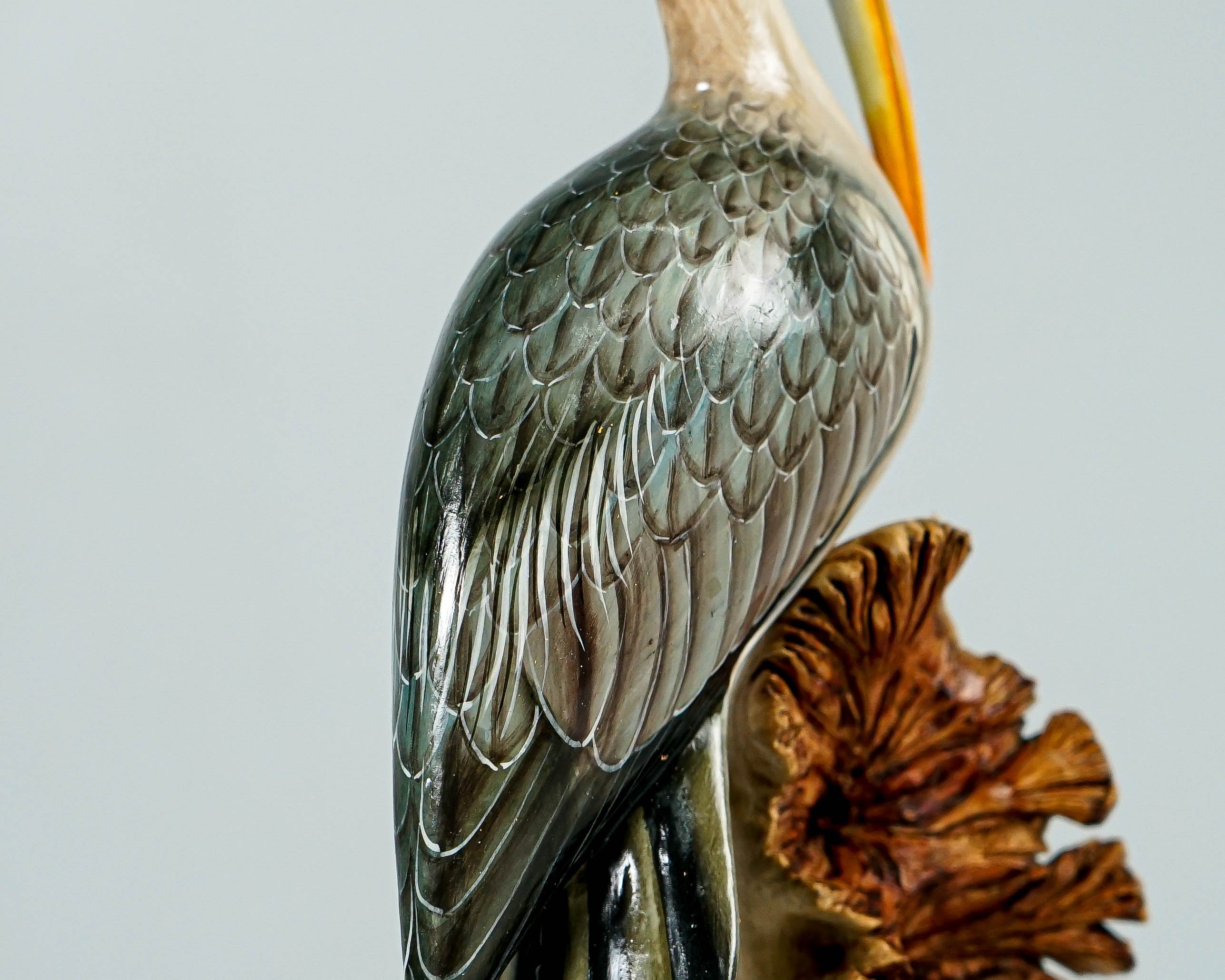 Colorful Heron Bird Statue, Painted Sculpture, Wood Carving Figure, Single, Unique, Housewarming Decor, Artwork, Indoor Decor, Birthday Gift