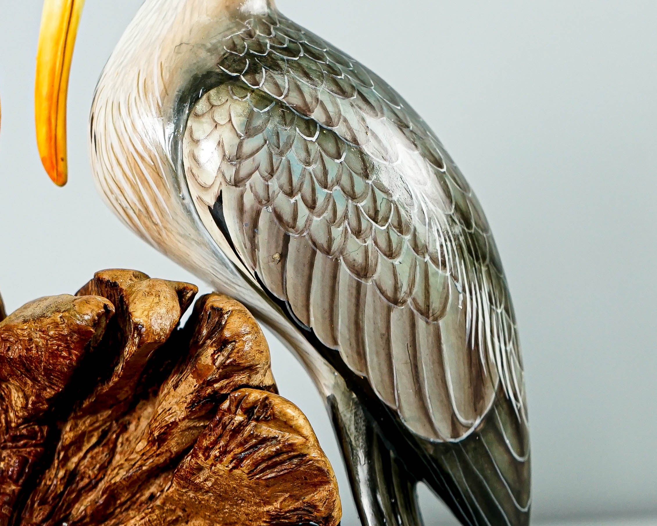 Colorful Heron Statue, Romantic, Painted Sculpture, Wood Carving Figure, Bird Statue, Tabletop, Housewarming, Couple Decor, Engagement Gift