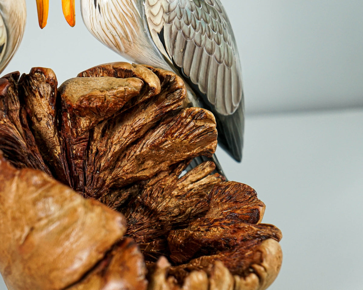 Colorful Heron Statue, Romantic, Painted Sculpture, Wood Carving Figure, Bird Statue, Tabletop, Housewarming, Couple Decor, Engagement Gift