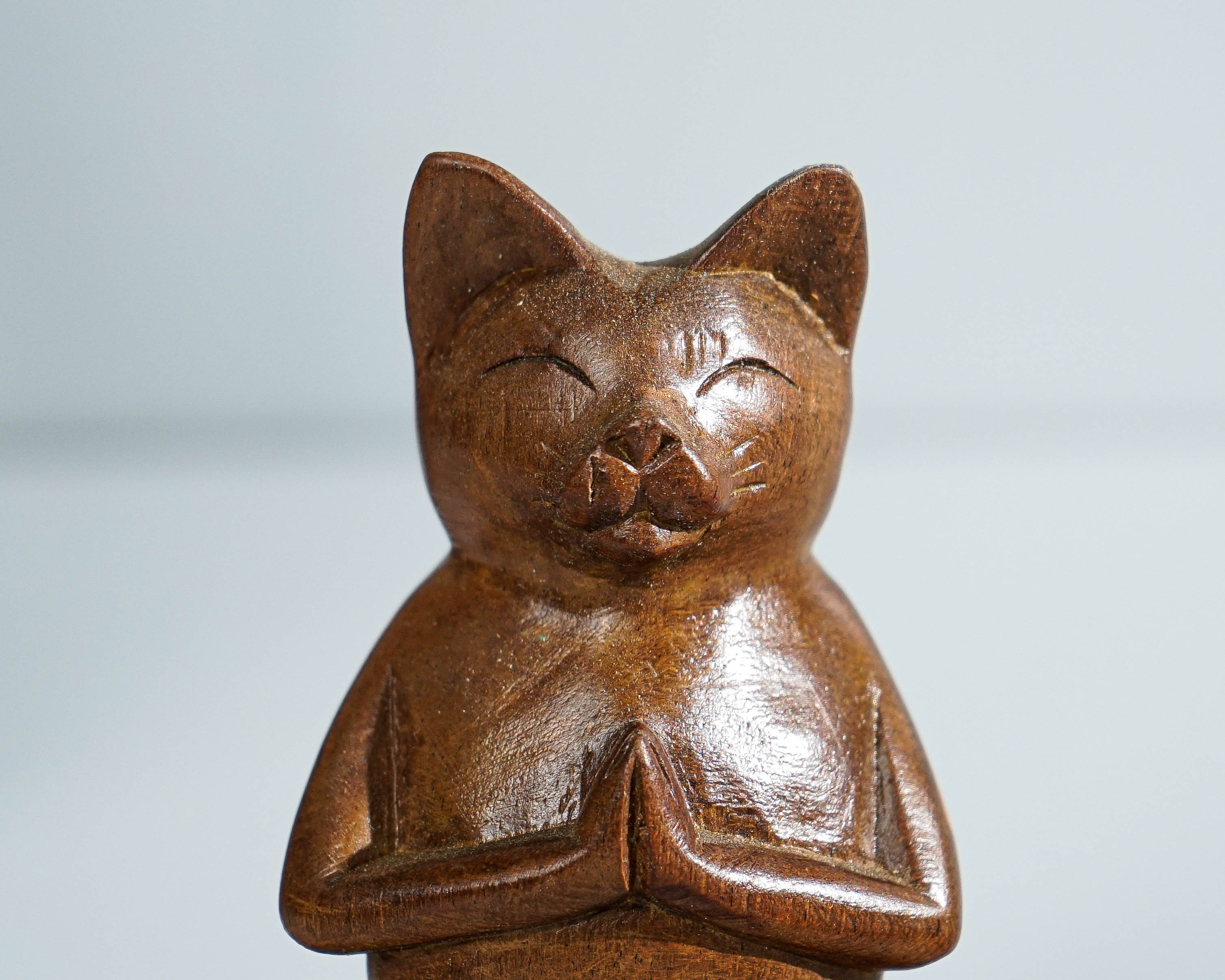 Yoga Cat Sculpture, Cat Figurine, Wood Carving, Artwork, Office Decoration, Meditation, Buddha Cat Statue, Unique Decor, Birthday Gift