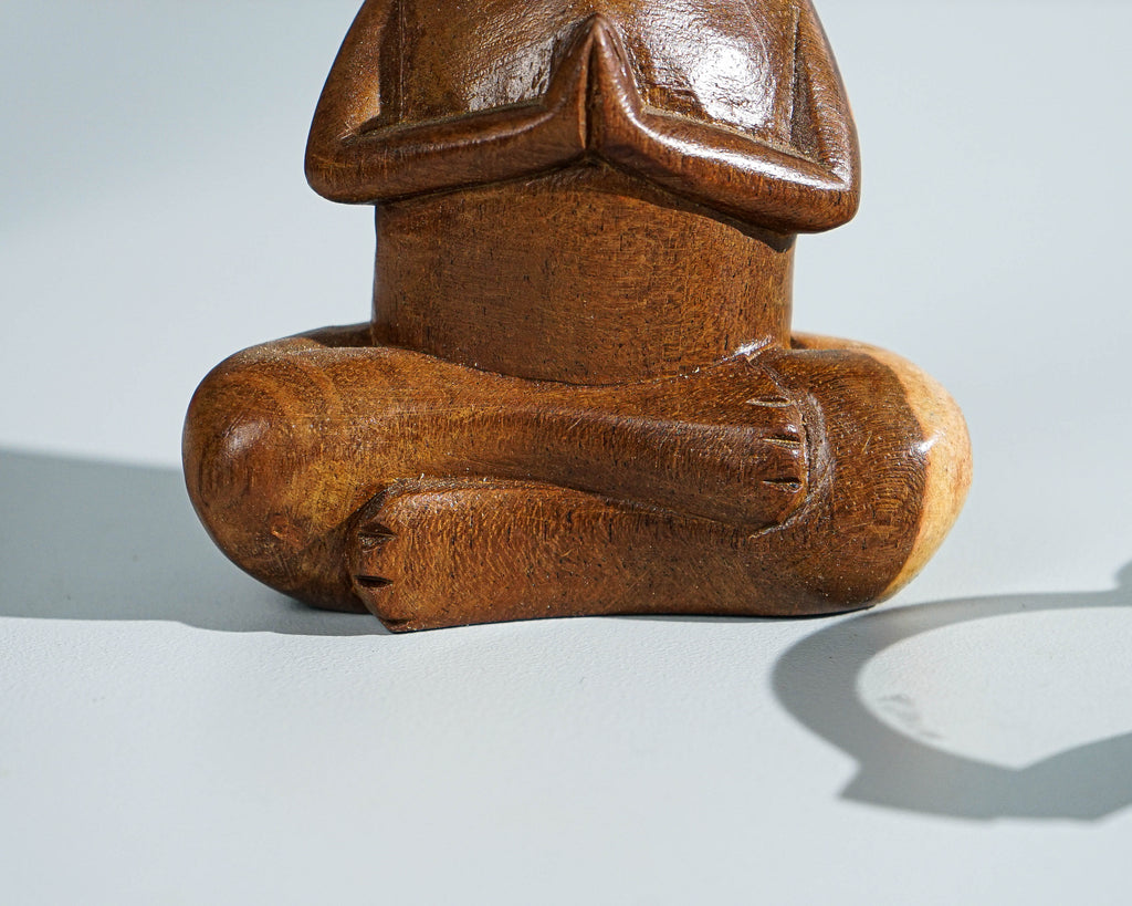 Yoga Cat Sculpture, Cat Figurine, Wood Carving, Artwork, Office Decoration, Meditation, Buddha Cat Statue, Unique Decor, Birthday Gift
