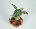 Green Turtle Sculpture, Sea Turtle, Wood Carving, Nautical, Artwork, Unique Animal, Hand-painted Figurine, Fall Decoration, Gift for Sister