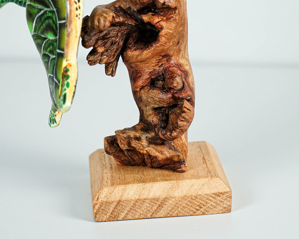 Couple Turtle Sculpture, Green Sea Turtle, Wood Carving, Ocean, Miniature, Handmade Statue, Living Room Decor, Wedding Gift, Lucky Gifts