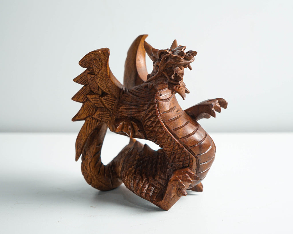 Wooden Dragon Statue, Unique Sculpture, Chinese Dragon, Mystical Animal, Unique Statue, Handmade, Home Decor, Gift for Her, Birthday Gift