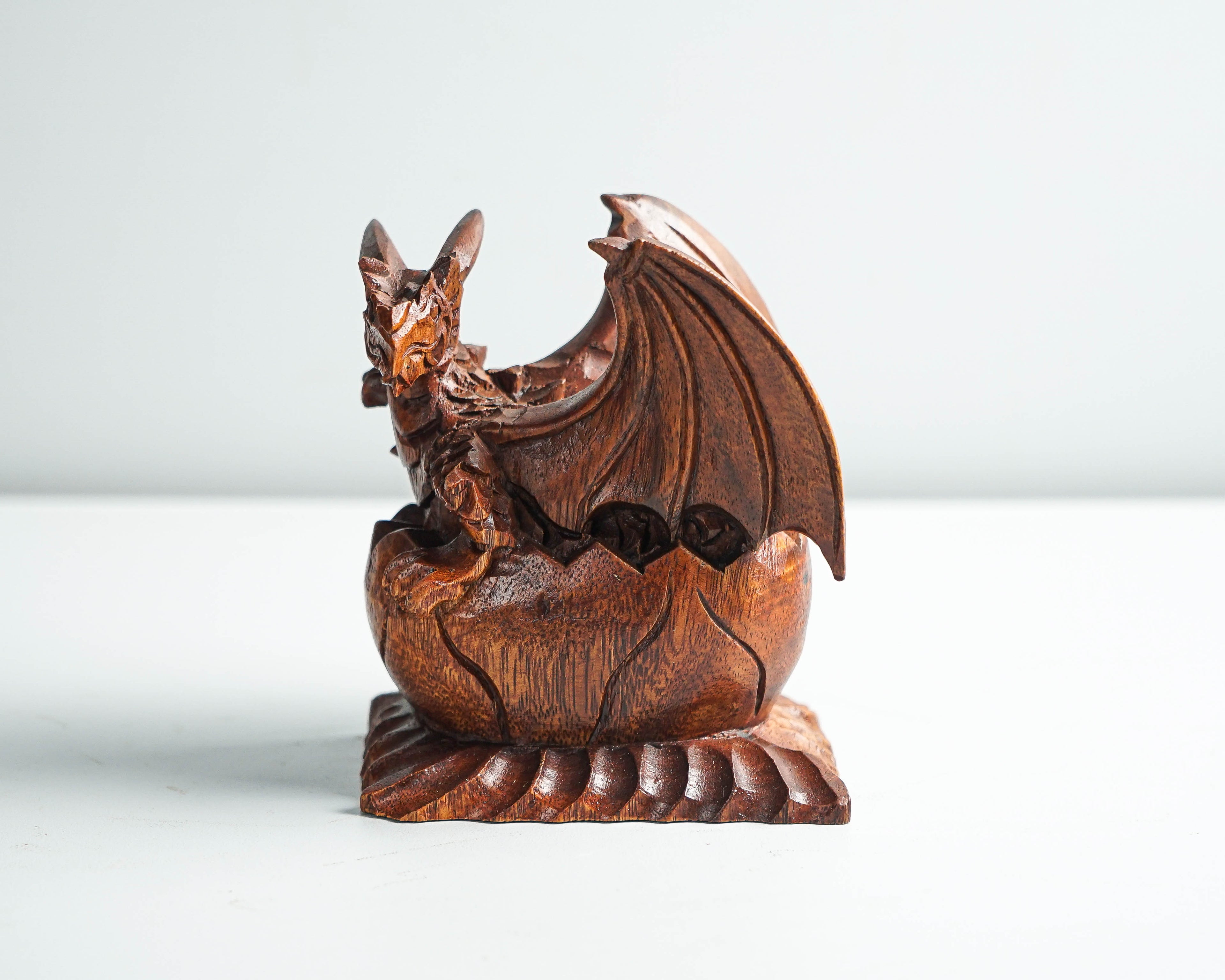 Newborn Dragon Sculpture, Baby Egg, Mystical Animal, Art, Wood Carving, Wooden Figurine, Gift for Him, Birthday Gift, Gift for friend