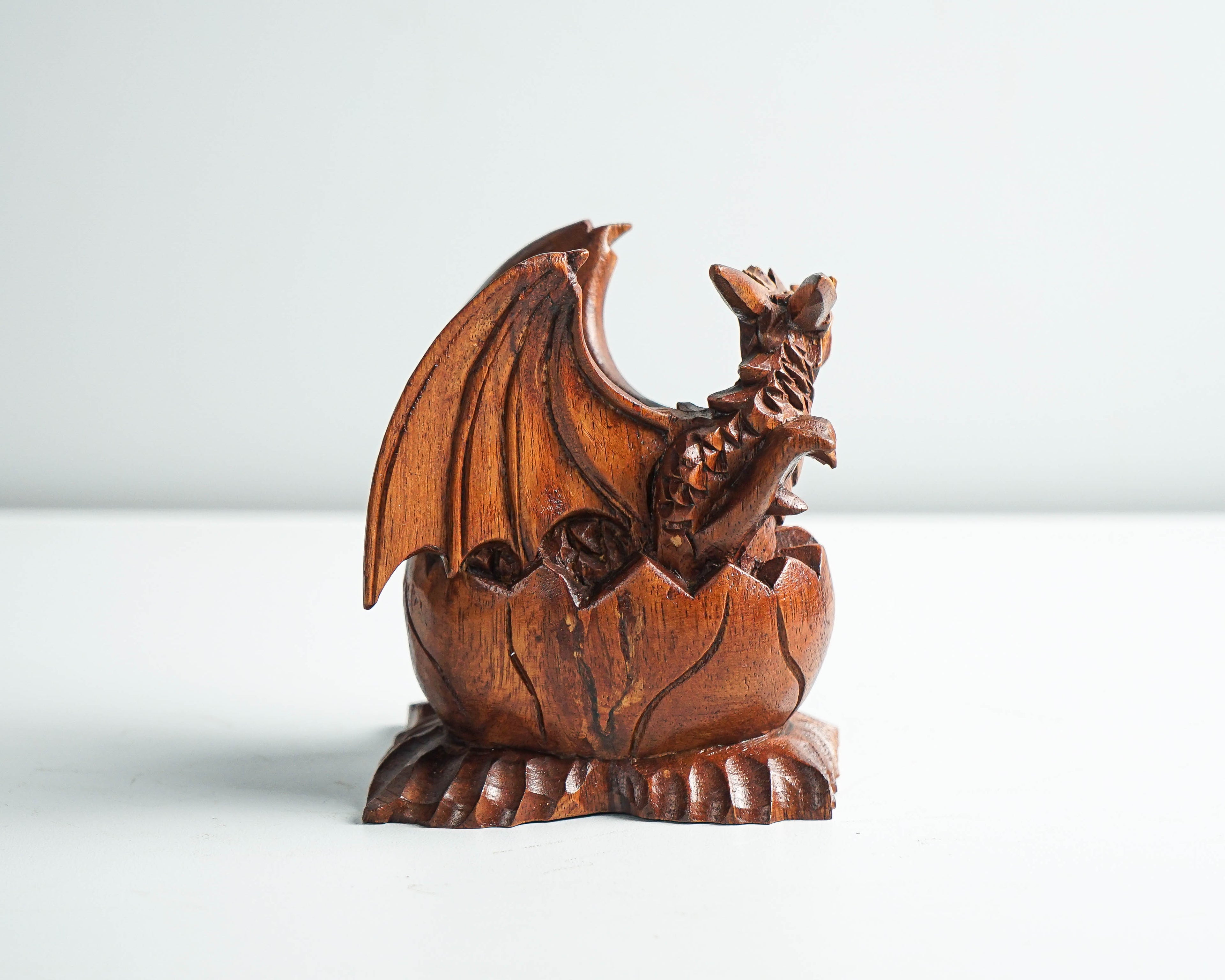 Newborn Dragon Sculpture, Baby Egg, Mystical Animal, Art, Wood Carving, Wooden Figurine, Gift for Him, Birthday Gift, Gift for friend