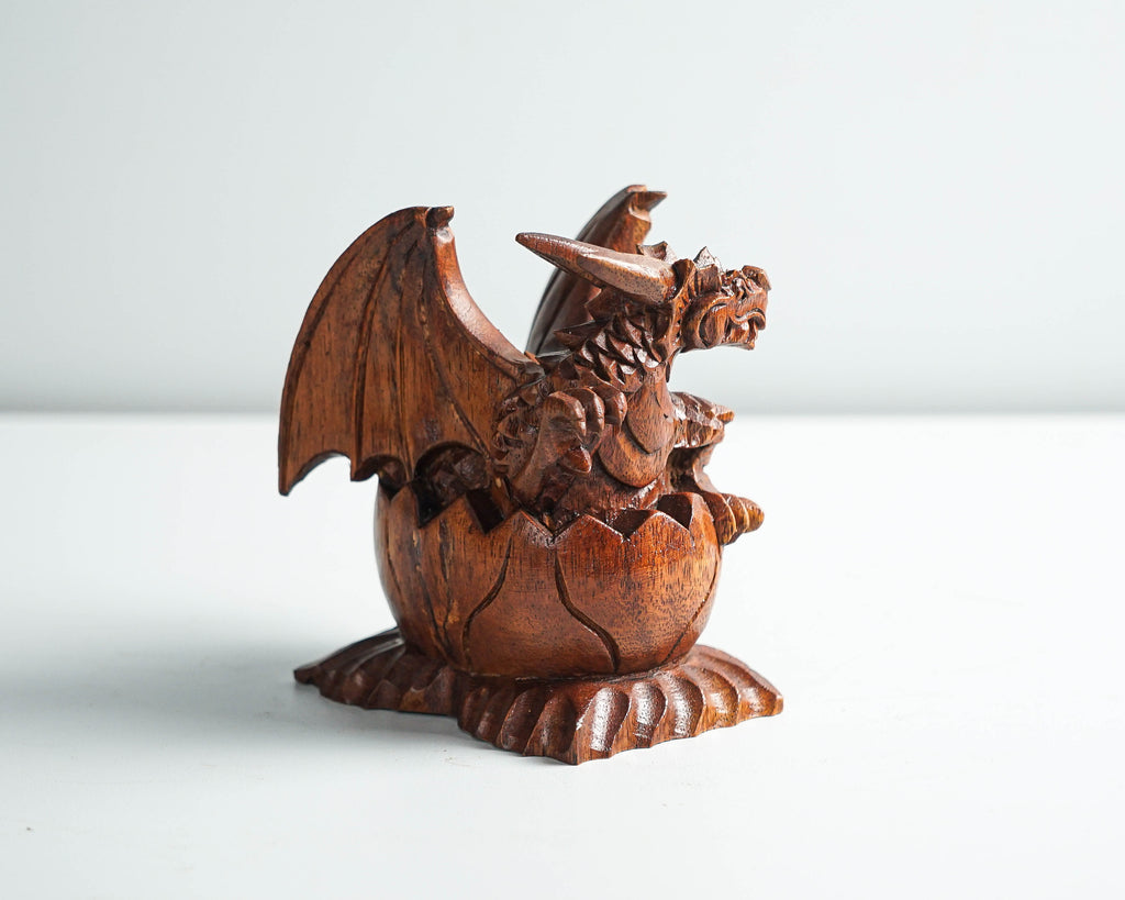Newborn Dragon Sculpture, Baby Egg, Mystical Animal, Art, Wood Carving, Wooden Figurine, Gift for Him, Birthday Gift, Gift for friend