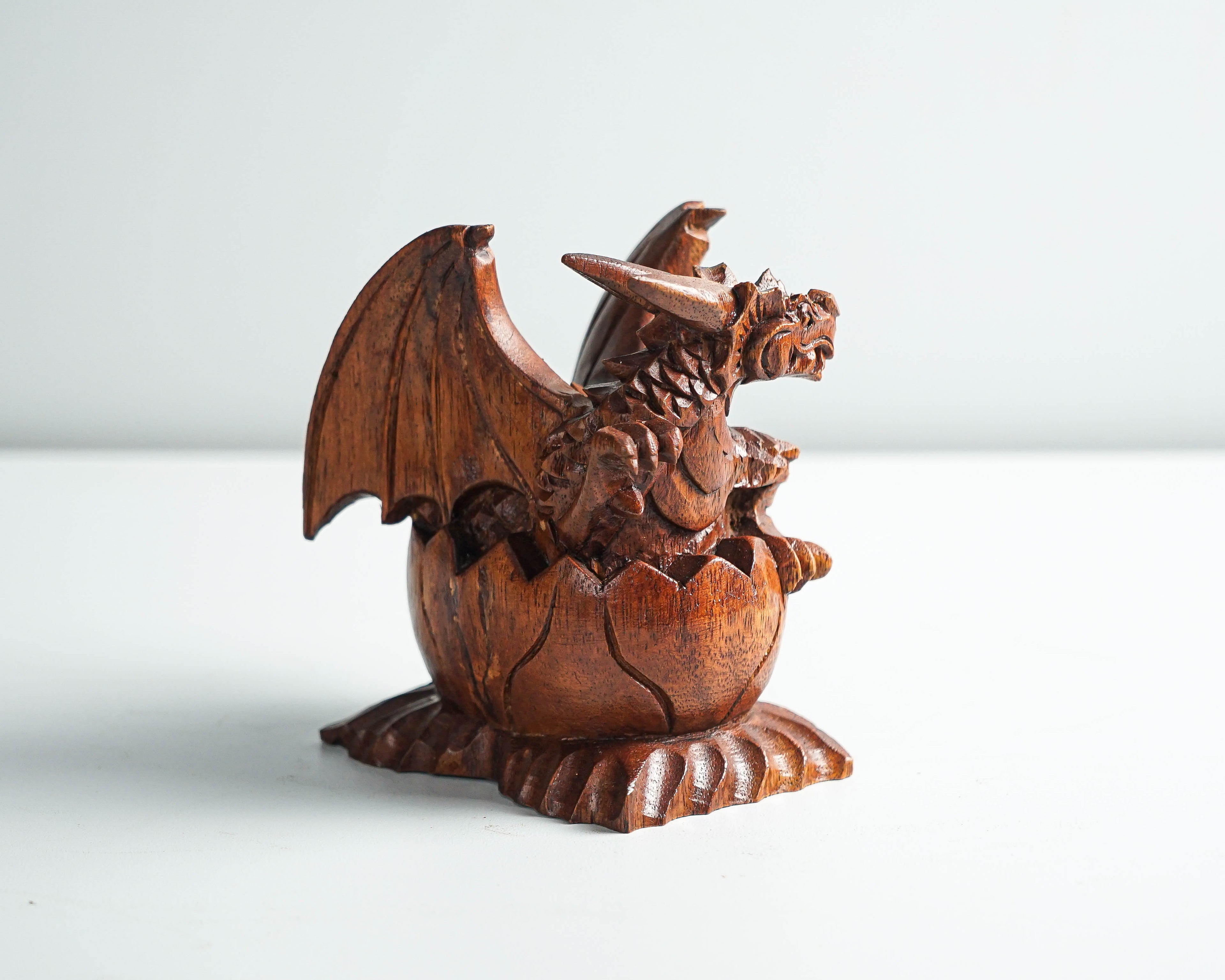 Newborn Dragon Sculpture, Baby Egg, Mystical Animal, Art, Wood Carving, Wooden Figurine, Gift for Him, Birthday Gift, Gift for friend
