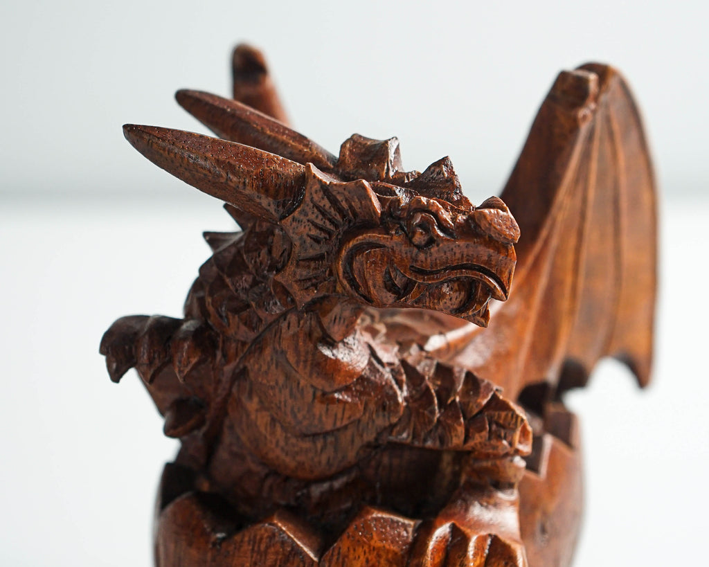 Newborn Dragon Sculpture, Baby Egg, Mystical Animal, Art, Wood Carving, Wooden Figurine, Gift for Him, Birthday Gift, Gift for friend