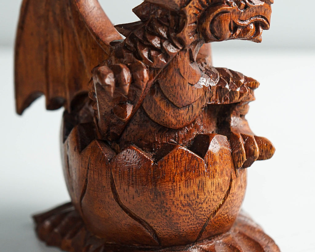Newborn Dragon Sculpture, Baby Egg, Mystical Animal, Art, Wood Carving, Wooden Figurine, Gift for Him, Birthday Gift, Gift for friend