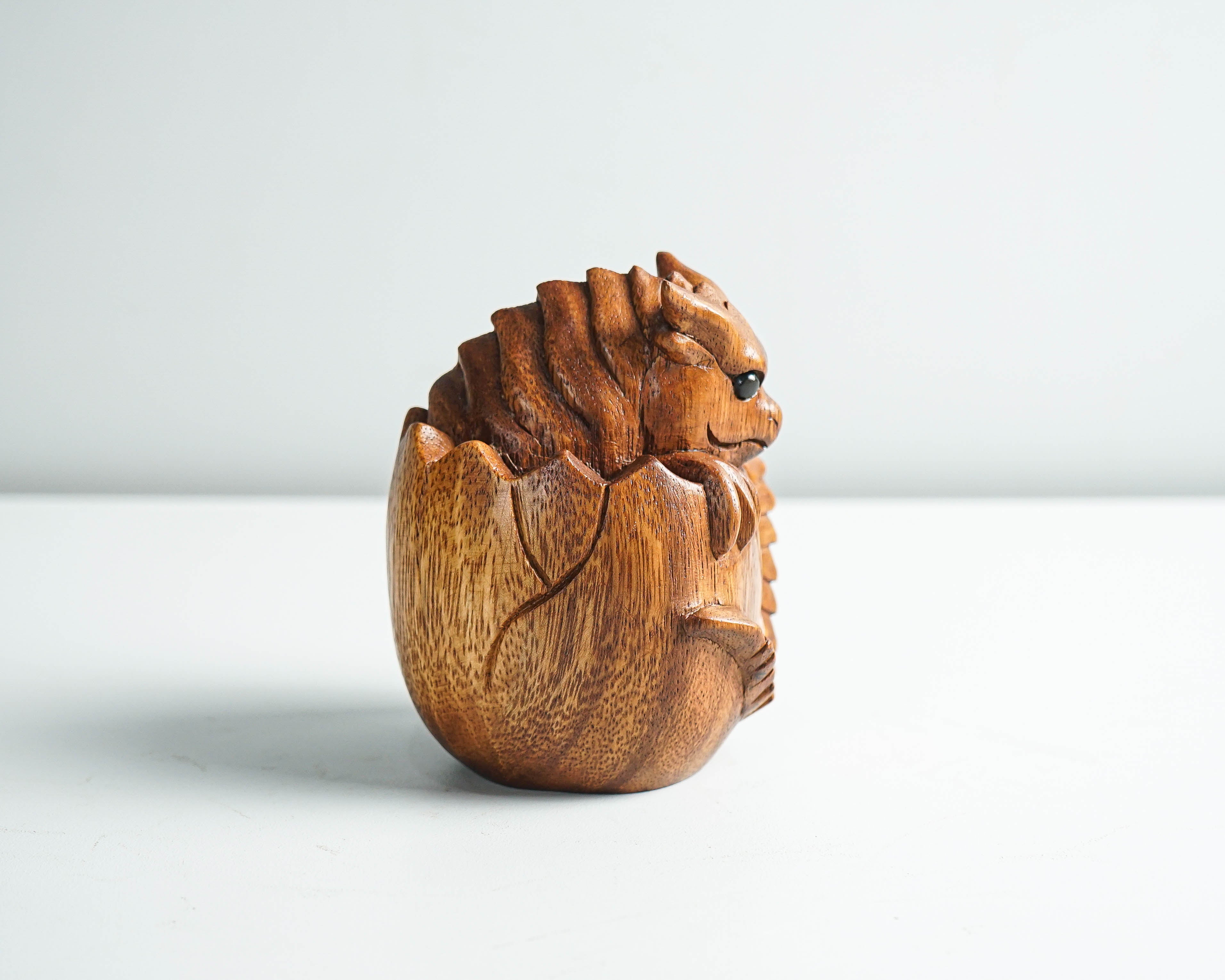 Baby Dragon Hatching From an Egg, Cute Baby Dragon, Mystical Animal, Art, Wood Carving, Wooden Figurine, Gift for Mother, Housewarming Gift
