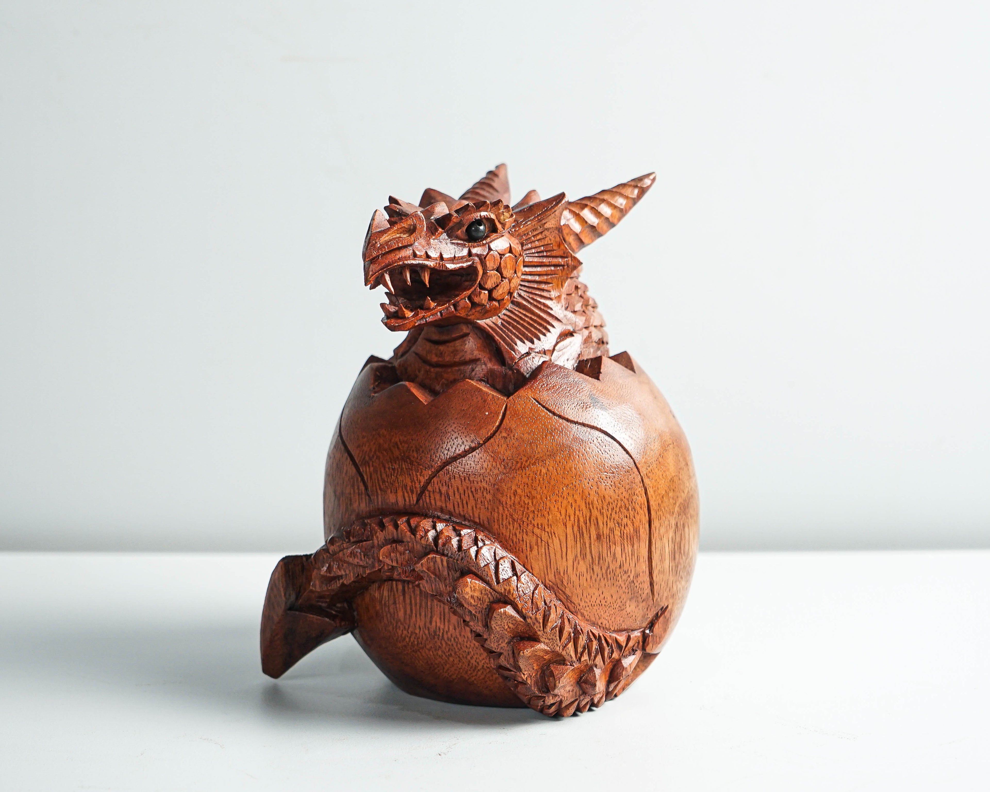 Newborn Dragon Sculpture, Baby Dragon, Egg, Mystical Animal, Wood Carving, Wooden Figurine, Bedroom Decor, Grandfather Gift, Gift for Him