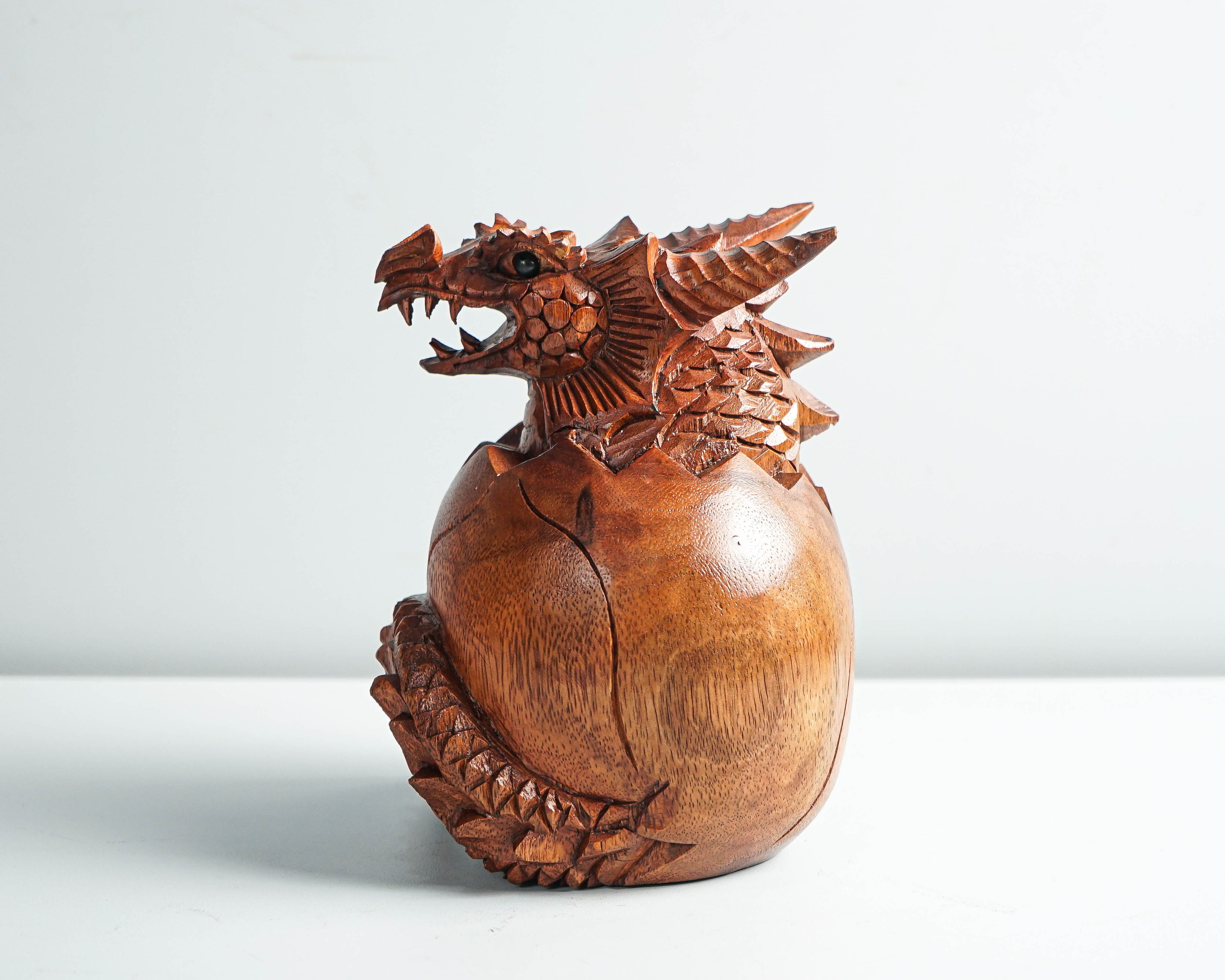 Newborn Dragon Sculpture, Baby Dragon, Egg, Mystical Animal, Wood Carving, Wooden Figurine, Bedroom Decor, Grandfather Gift, Gift for Him