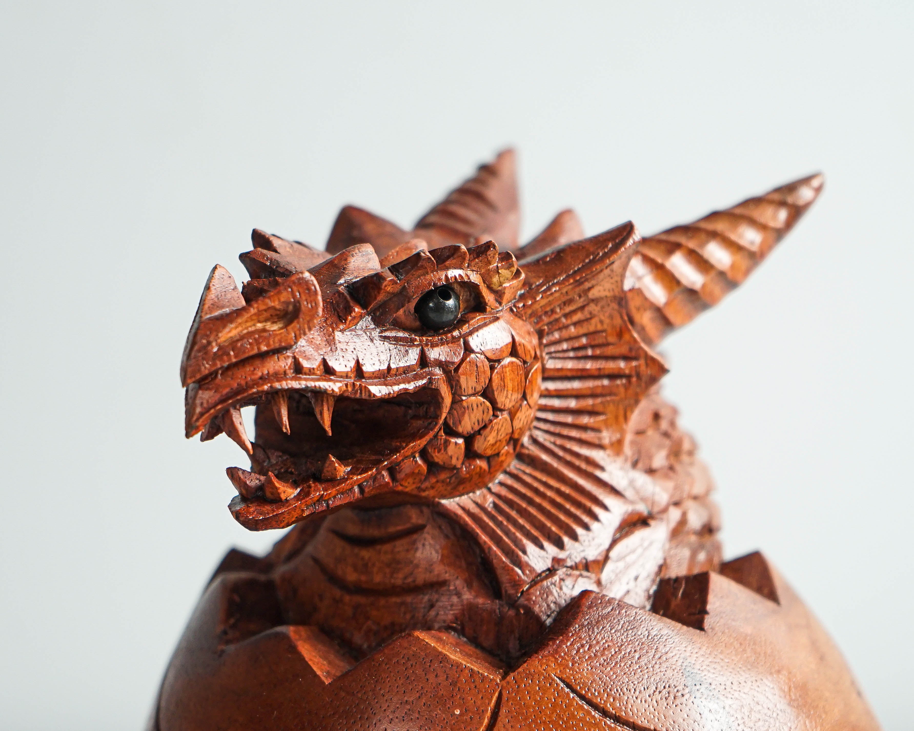 Newborn Dragon Sculpture, Baby Dragon, Egg, Mystical Animal, Wood Carving, Wooden Figurine, Bedroom Decor, Grandfather Gift, Gift for Him