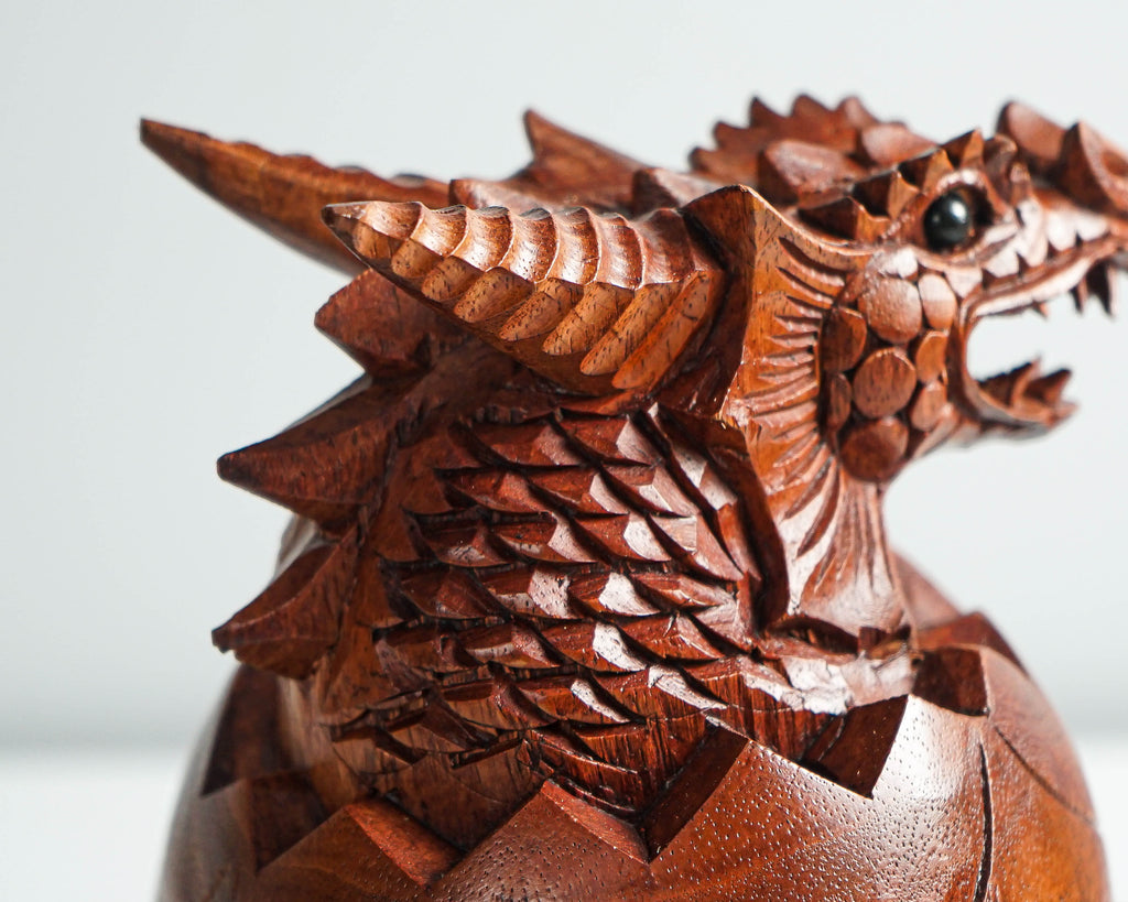 Newborn Dragon Sculpture, Baby Dragon, Egg, Mystical Animal, Wood Carving, Wooden Figurine, Bedroom Decor, Grandfather Gift, Gift for Him