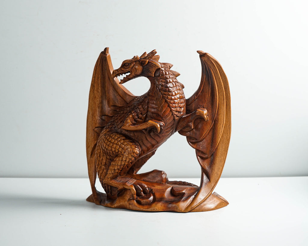 Wooden Dragon Statue, Unique Sculpture, Chinese Dragon, Mystical Animal, Hand carving, Aesthetic Room Decor, Best Friend gift, Dragon Gift
