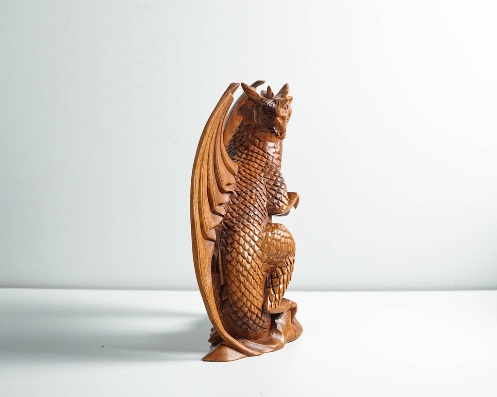Wooden Dragon Statue, Unique Sculpture, Chinese Dragon, Mystical Animal, Hand carving, Aesthetic Room Decor, Best Friend gift, Dragon Gift