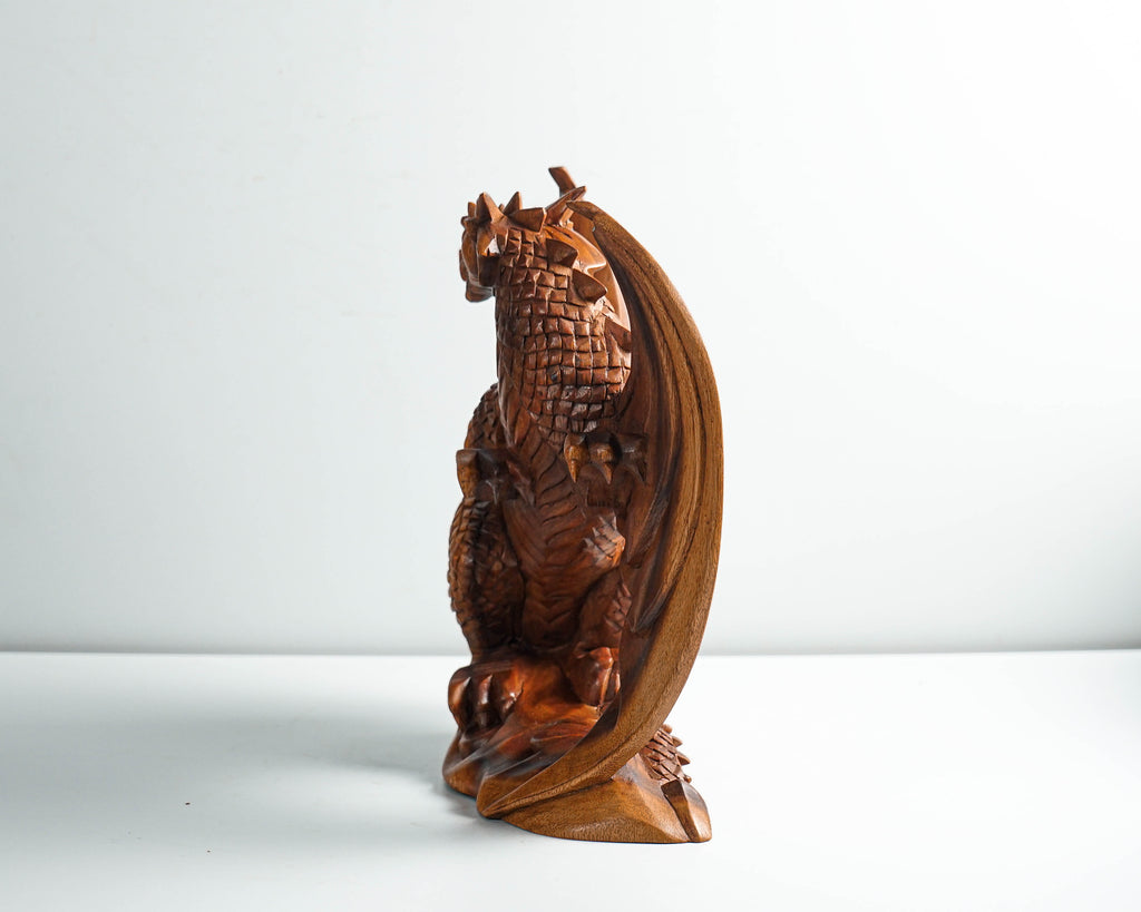 Wooden Dragon Statue, Unique Sculpture, Chinese Dragon, Mystical Animal, Hand carving, Aesthetic Room Decor, Best Friend gift, Dragon Gift