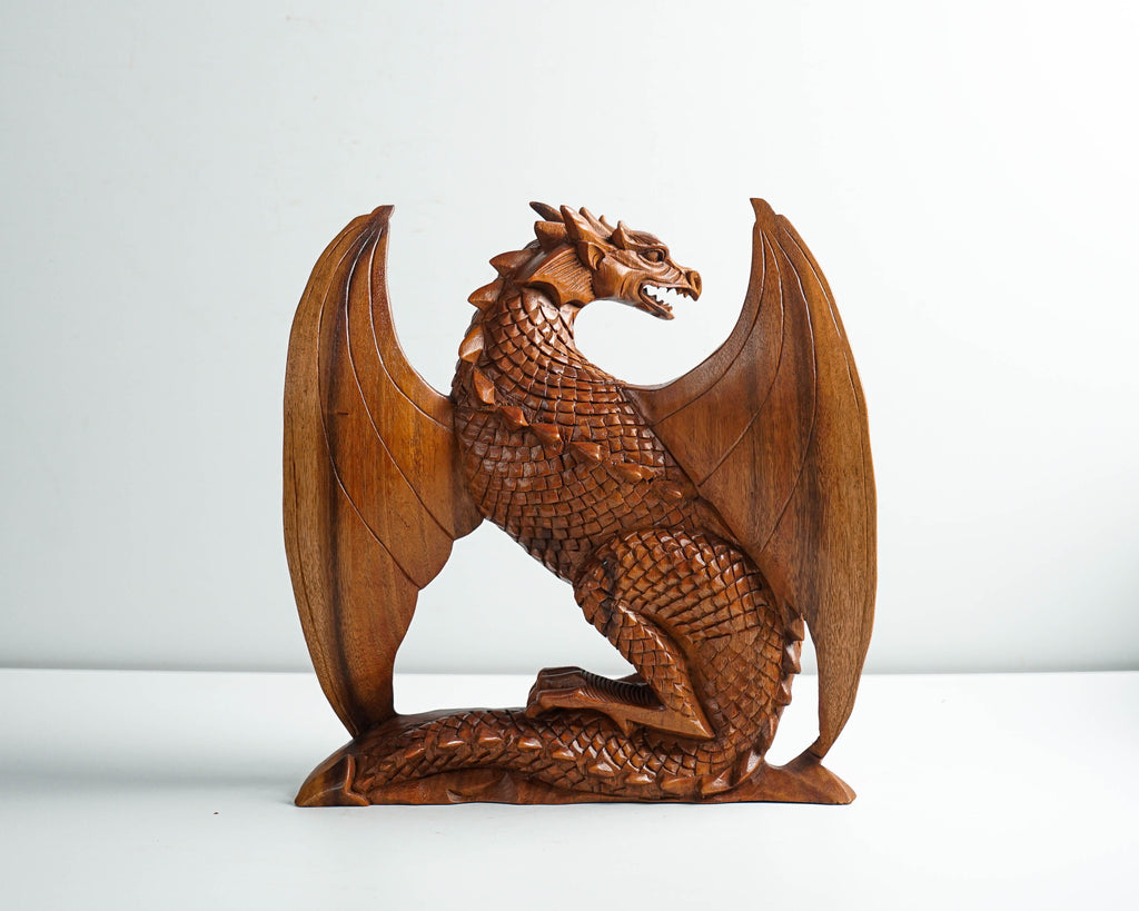 Wooden Dragon Statue, Unique Sculpture, Chinese Dragon, Mystical Animal, Hand carving, Aesthetic Room Decor, Best Friend gift, Dragon Gift