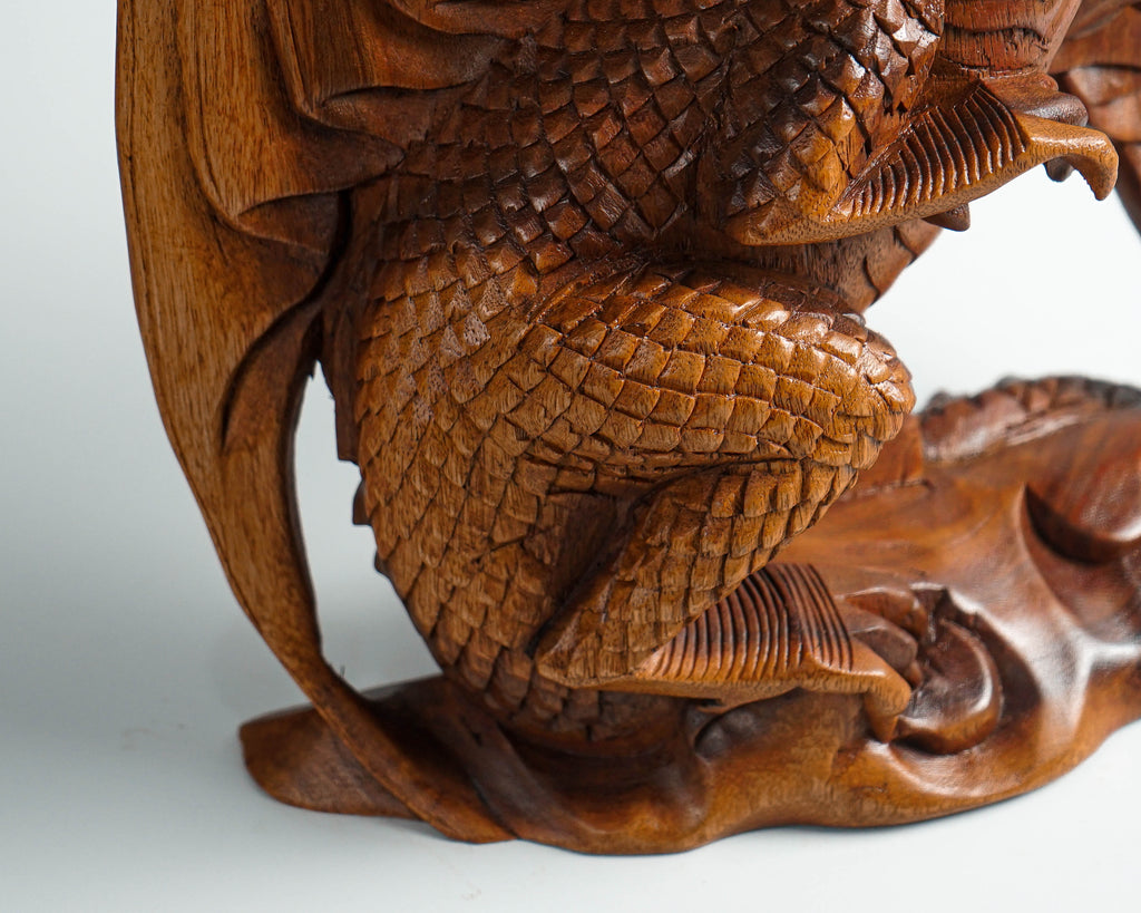 Wooden Dragon Statue, Unique Sculpture, Chinese Dragon, Mystical Animal, Hand carving, Aesthetic Room Decor, Best Friend gift, Dragon Gift