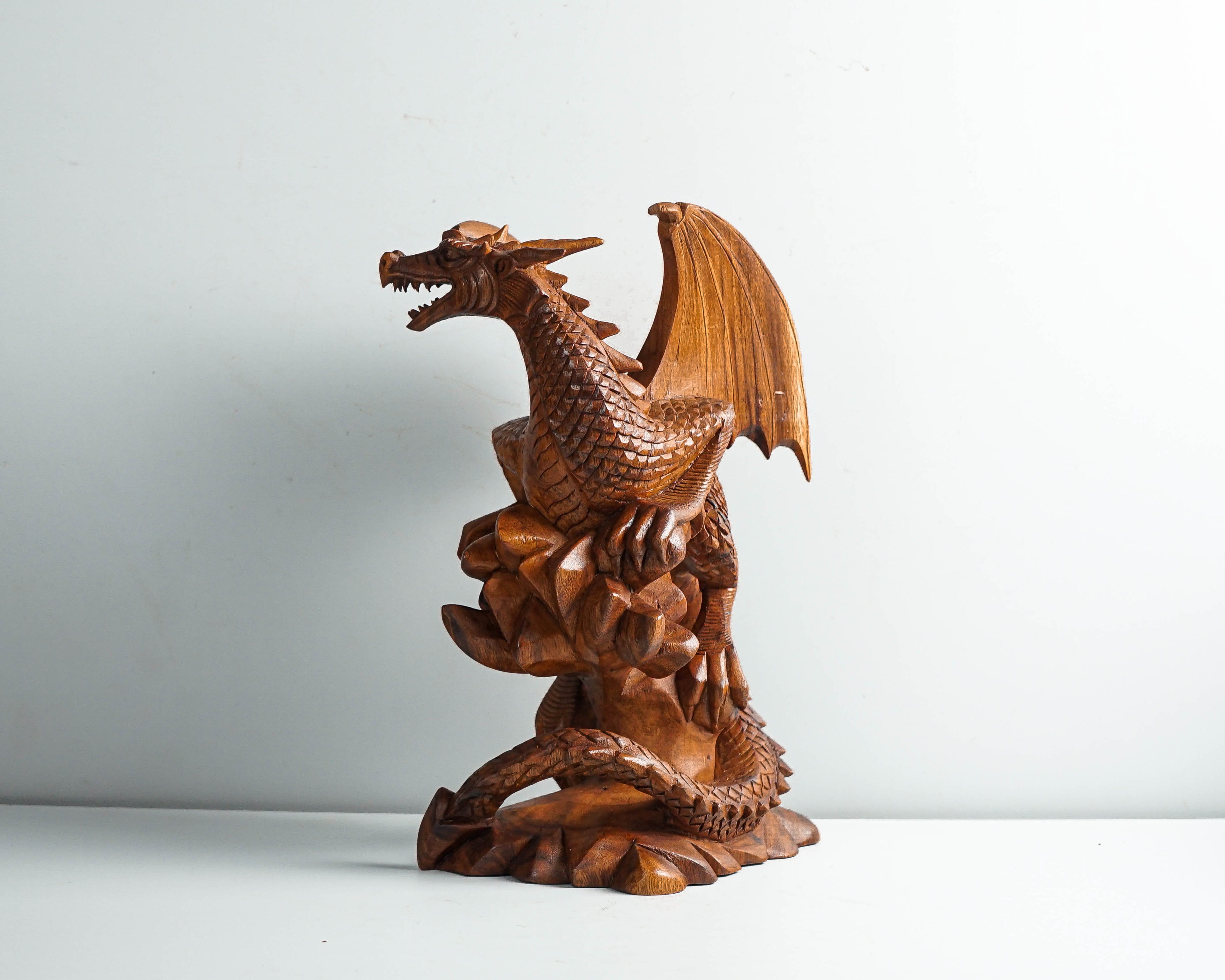 Wooden Dragon Statue, Unique Sculpture, Chinese Dragon, Mystical Animal, Miniature, HandCarved, Office Decor, Gifts for Him, Birthday Gift