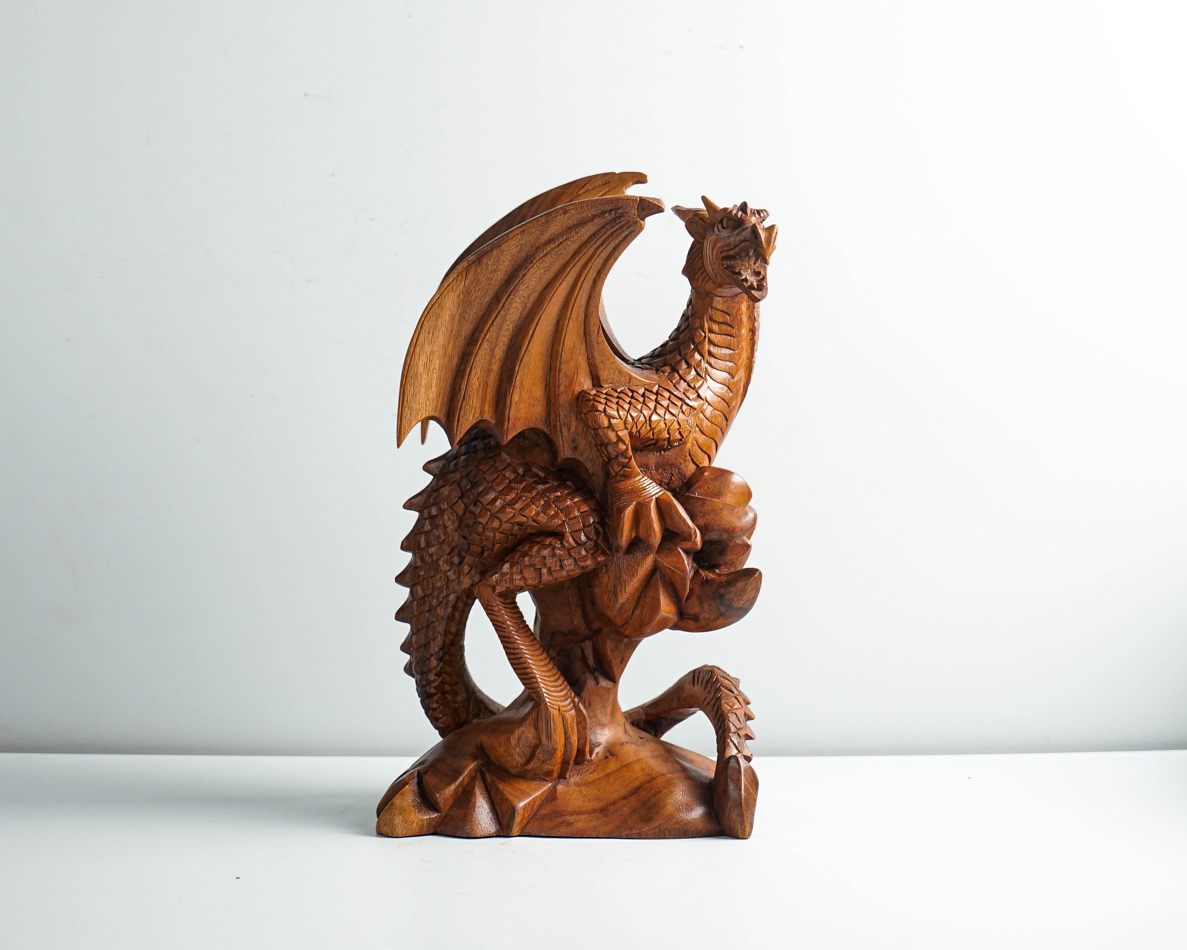 Wooden Dragon Statue, Unique Sculpture, Chinese Dragon, Mystical Animal, Miniature, HandCarved, Office Decor, Gifts for Him, Birthday Gift