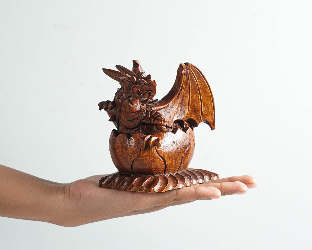 Newborn Dragon Sculpture, Baby Egg, Mystical Animal, Art, Wood Carving, Wooden Figurine, Gift for Him, Birthday Gift, Gift for friend