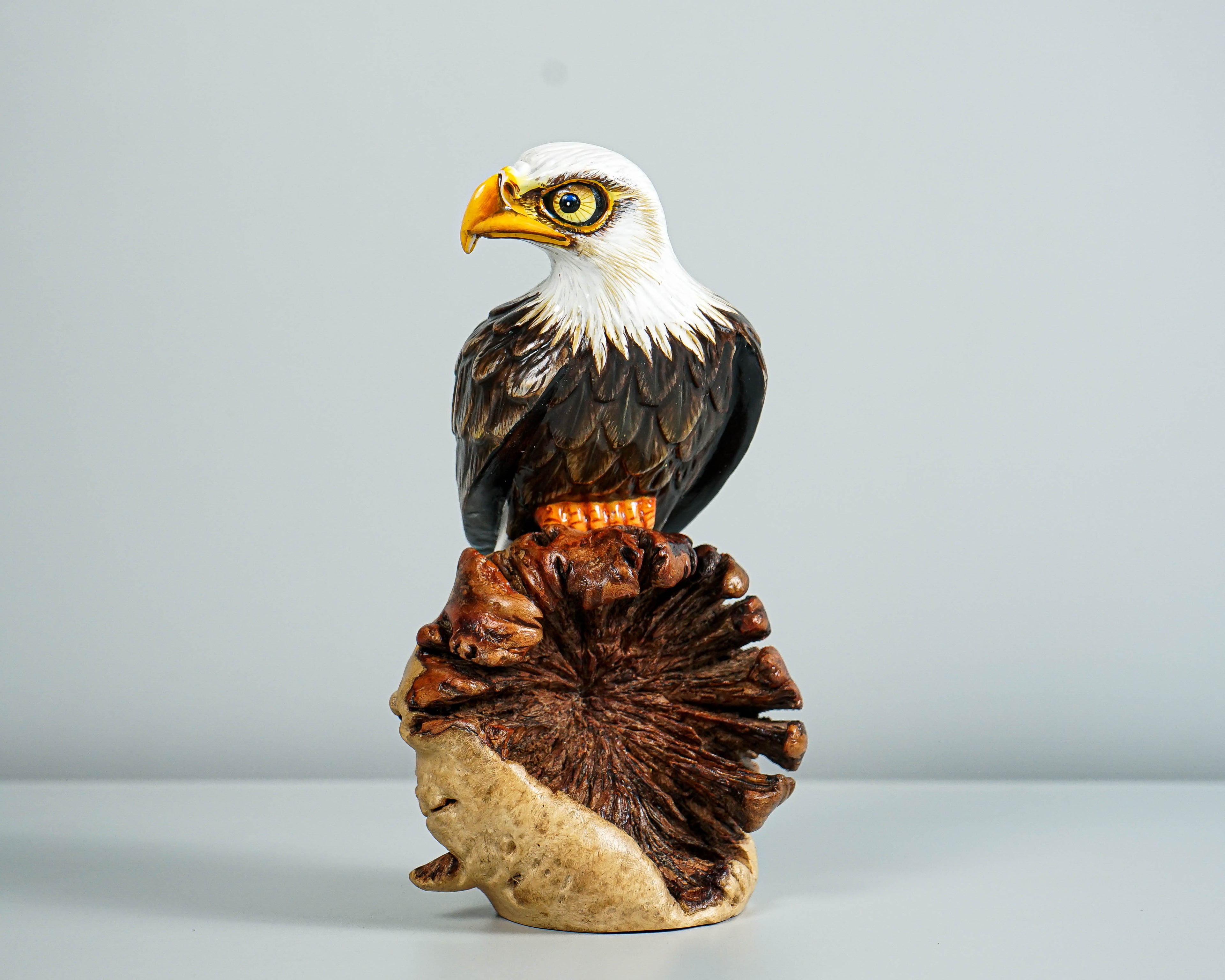 Handmade Bald Eagle Sculpture, Painted Statue, Wood Carving Figure, Bird, Handcraft, Freedom, Office Decor, Personalized, Gift for Dad