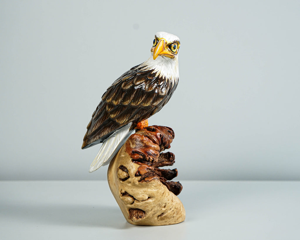 Handmade Bald Eagle Sculpture, Painted Statue, Wood Carving Figure, Bird, Handcraft, Freedom, Office Decor, Personalized, Gift for Dad