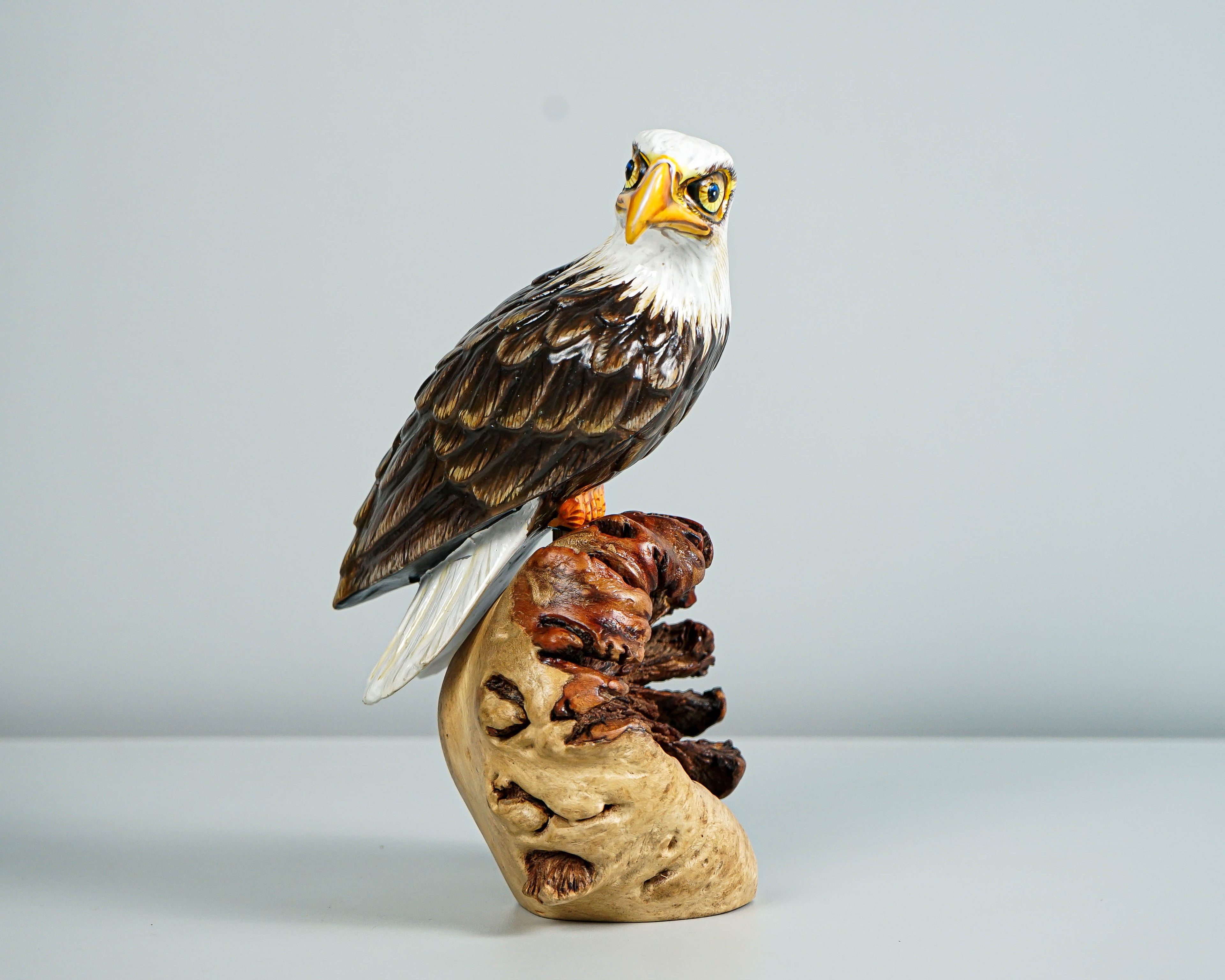 Handmade Bald Eagle Sculpture, Painted Statue, Wood Carving Figure, Bird, Handcraft, Freedom, Office Decor, Personalized, Gift for Dad