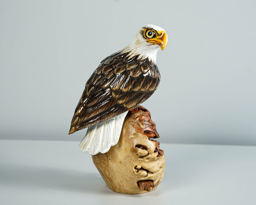 Handmade Bald Eagle Sculpture, Painted Statue, Wood Carving Figure, Bird, Handcraft, Freedom, Office Decor, Personalized, Gift for Dad