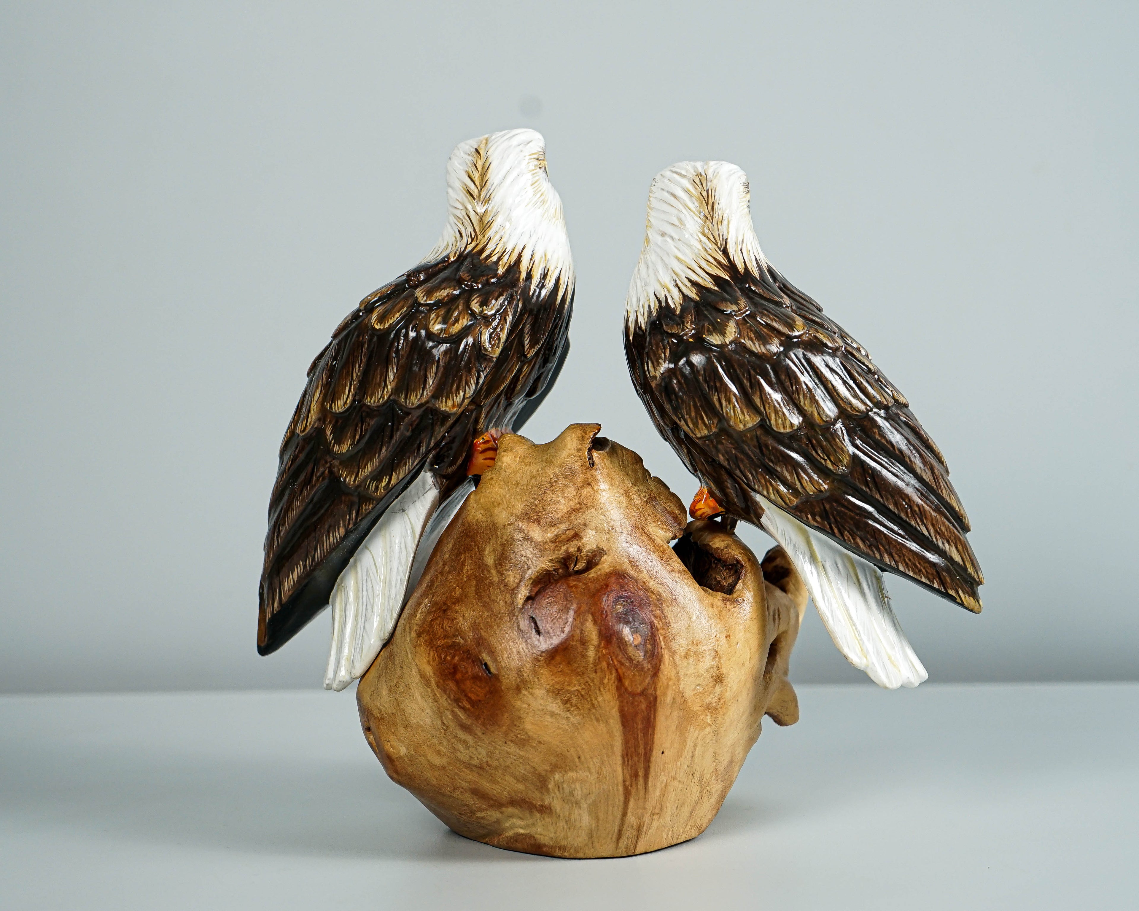 Bald Eagle Sculpture, Couple, Painted Statue, Wood Carving Figure, Colorful Art, Unique Bird, Handmade Decor, Office Decor, Anniversary Gift