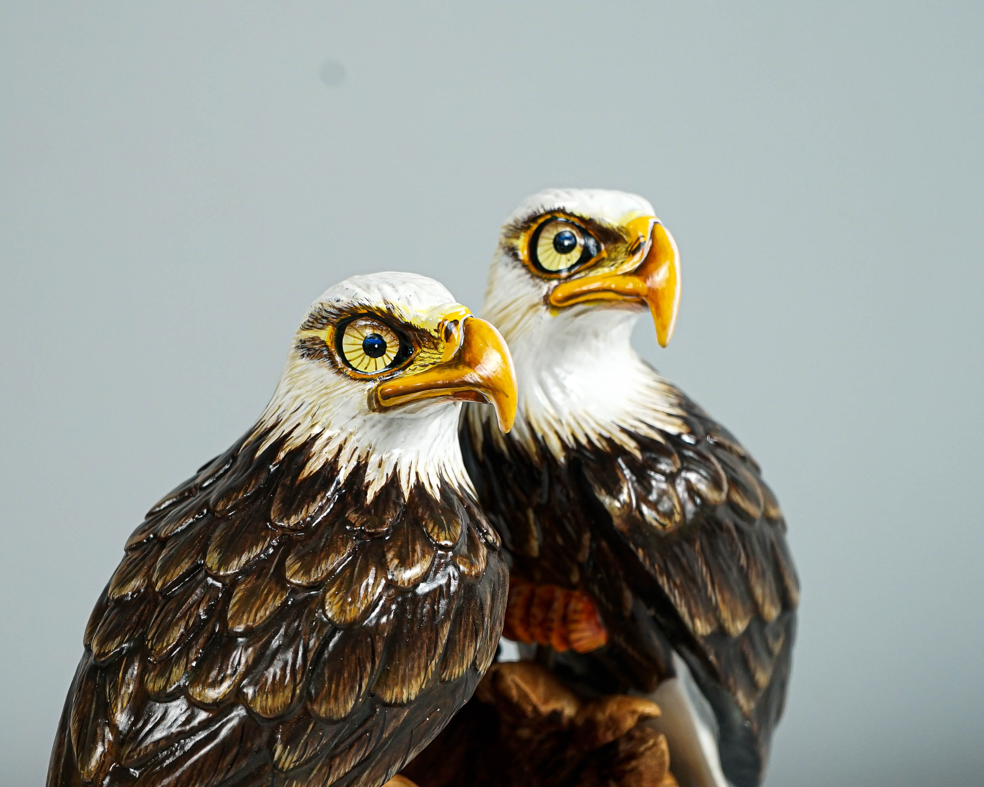 Bald Eagle Sculpture, Couple, Painted Statue, Wood Carving Figure, Colorful Art, Unique Bird, Handmade Decor, Office Decor, Anniversary Gift