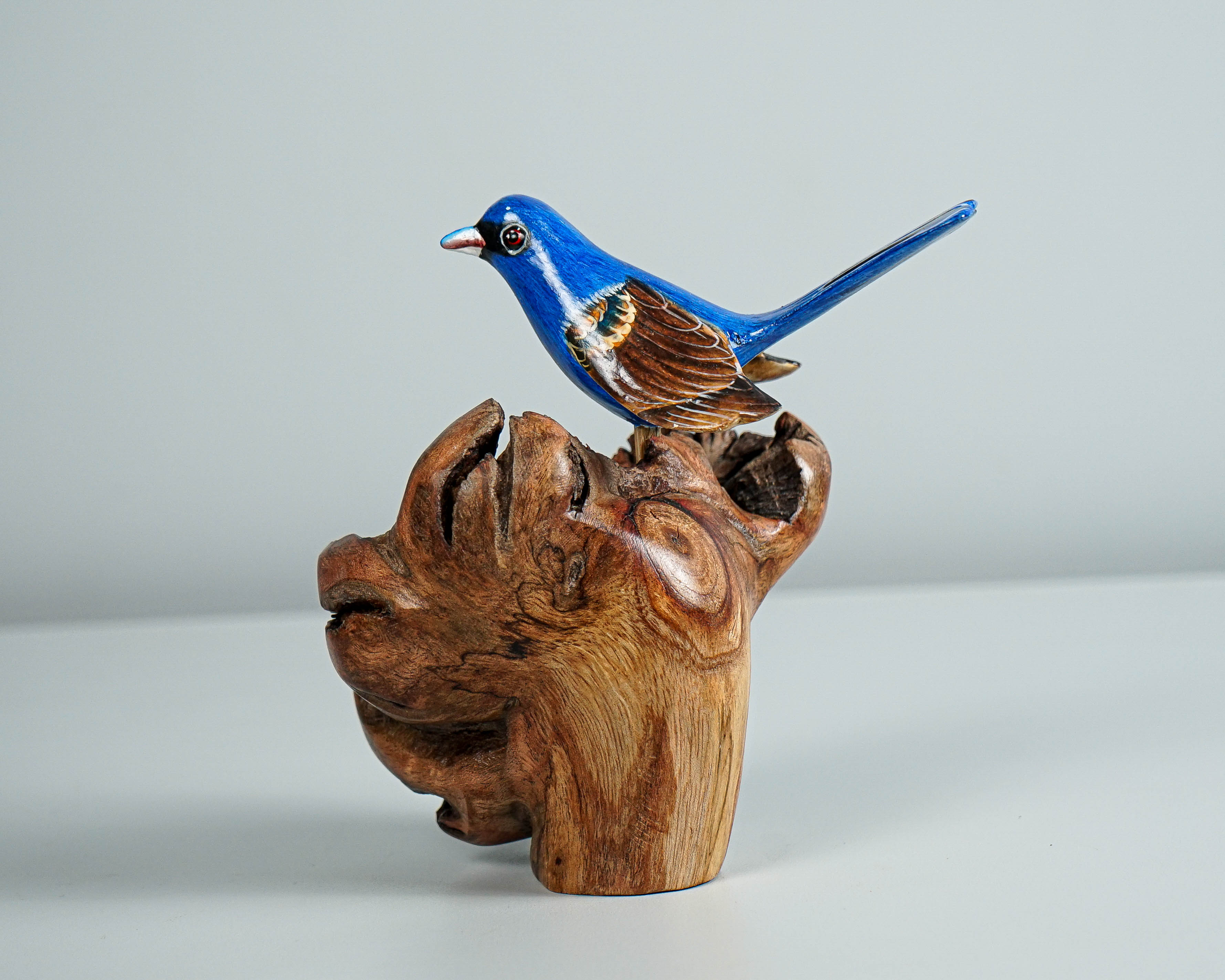 Blue Canary Statue, Indigo Bunting Sculpture, Art, Love, Animal, Miniature, Figurine, Colorful Art, Above Bed Decor, Memorial Gift