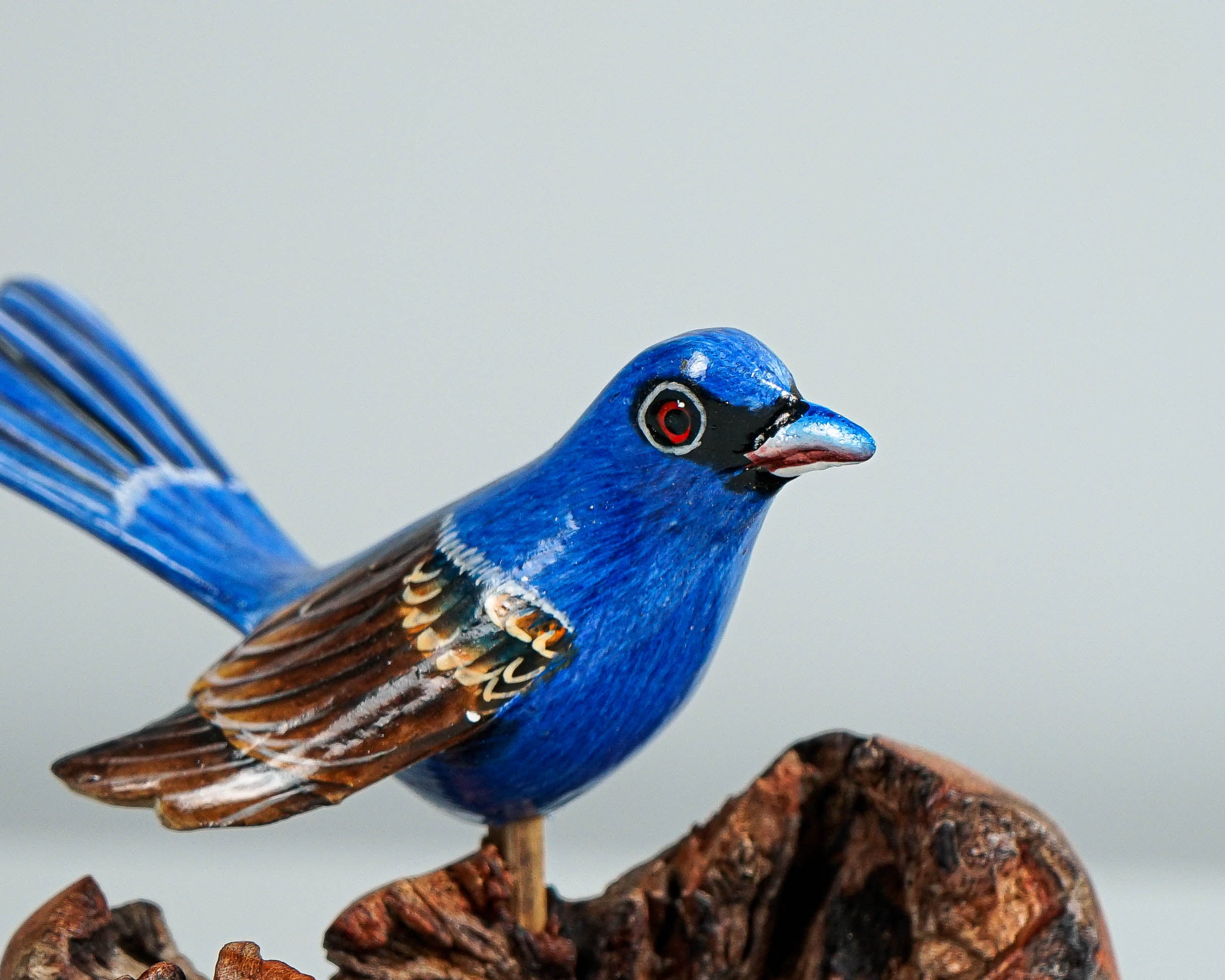 Blue Canary Statue, Indigo Bunting Sculpture, Art, Love, Animal, Miniature, Figurine, Colorful Art, Above Bed Decor, Memorial Gift
