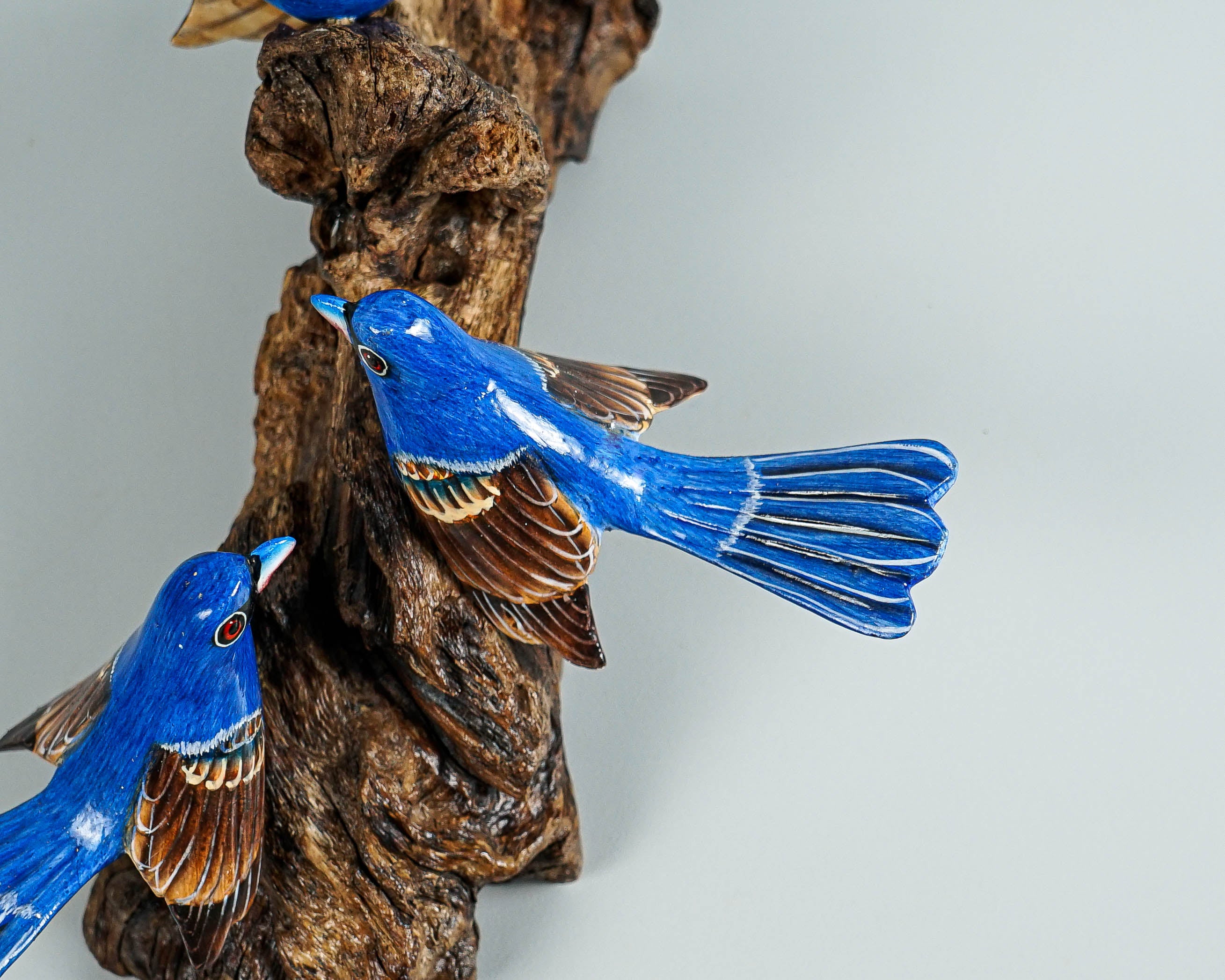 Blue Canary Wall Statue, Hanging Art, Handcrafted, Indigo Bunting Sculpture, Animal, Miniature, Figurine, Interior Decor, Appreciated Gift