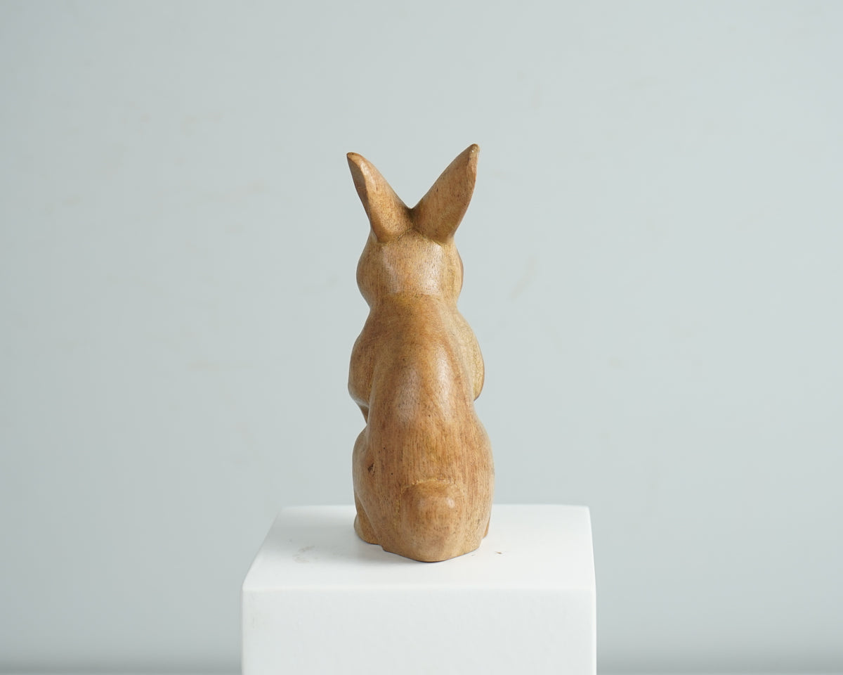 Wooden Rabbit Sculpture, Animal Statue, Wood Carving, Handmade Sclupture, Unique Figurine, Tabletop Decor, Room Decoration, Gift for Mother