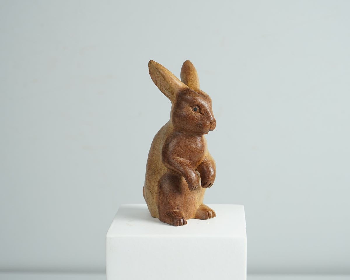 Wooden Rabbit Sculpture, Animal Statue, Wood Carving, Handmade Sclupture, Unique Figurine, Tabletop Decor, Room Decoration, Gift for Mother