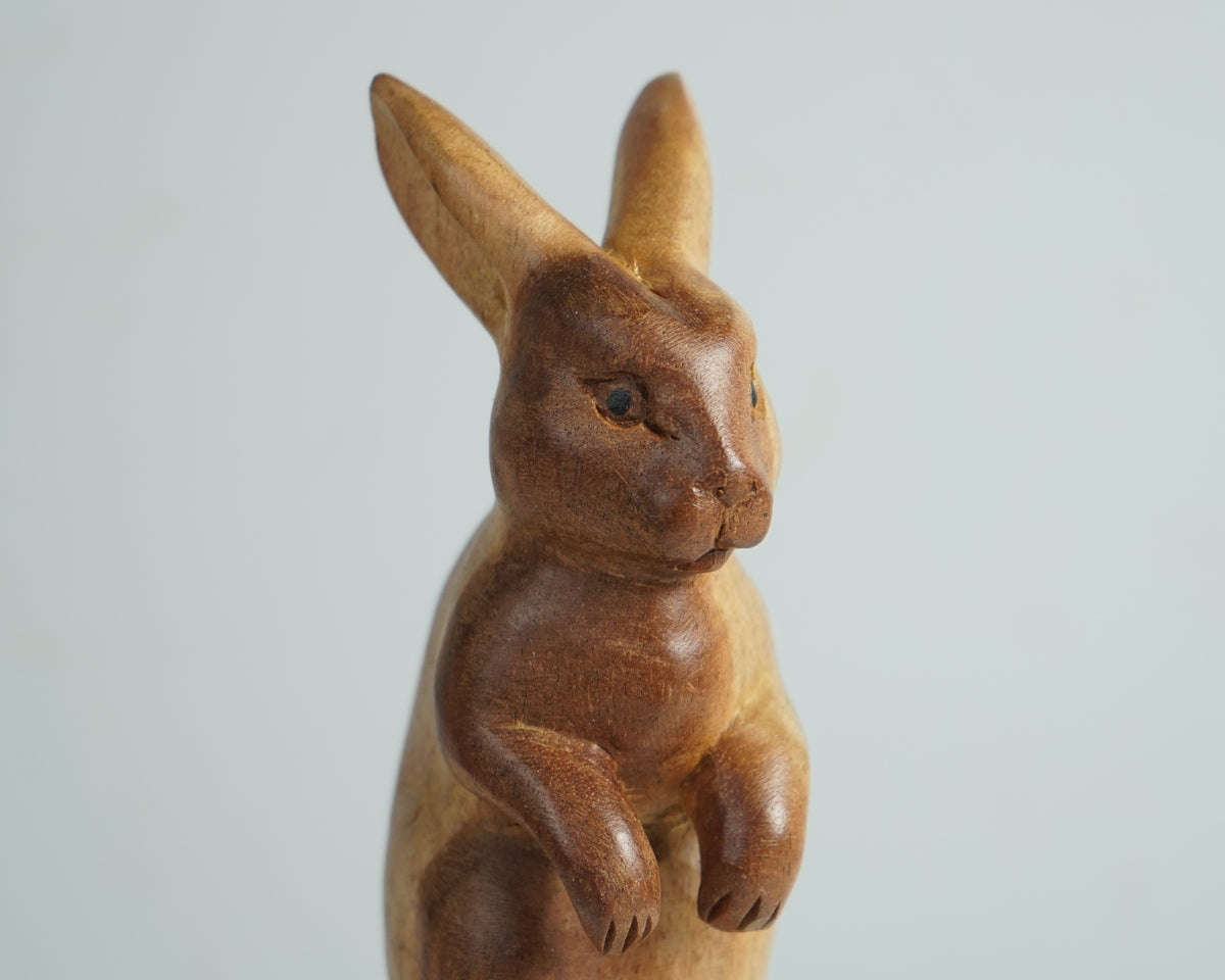 Wooden Rabbit Sculpture, Animal Statue, Wood Carving, Handmade Sclupture, Unique Figurine, Tabletop Decor, Room Decoration, Gift for Mother