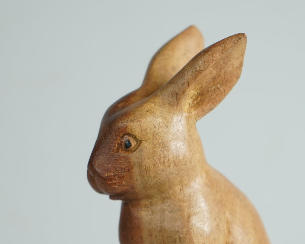 Wooden Rabbit Sculpture, Animal Statue, Wood Carving, Handmade Sclupture, Unique Figurine, Tabletop Decor, Room Decoration, Gift for Mother