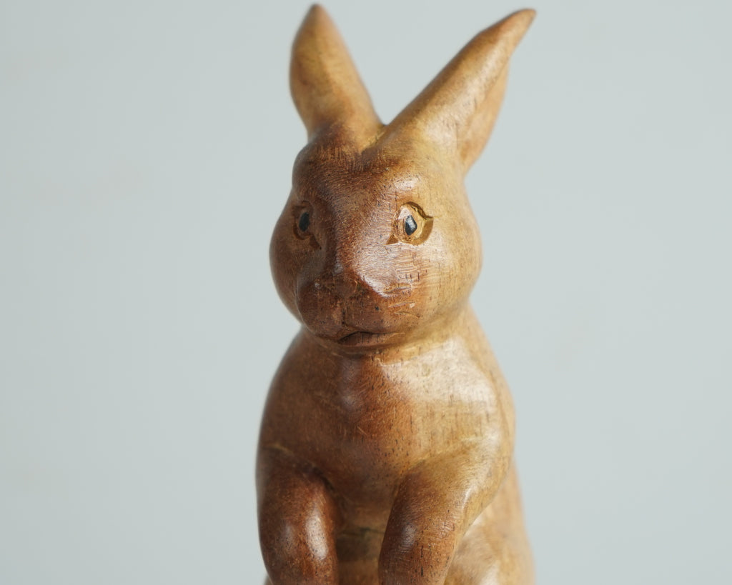 Wooden Rabbit Sculpture, Animal Statue, Wood Carving, Handmade Sclupture, Unique Figurine, Tabletop Decor, Room Decoration, Gift for Mother