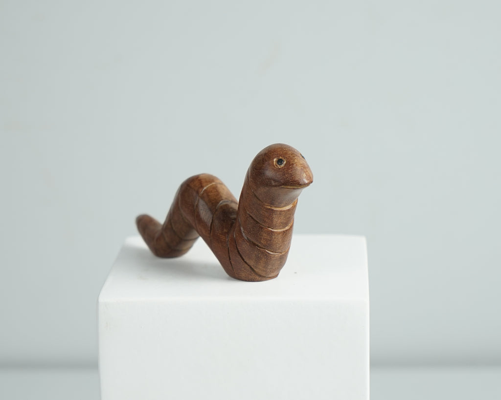 Wooden Worm Sculpture, Animal Statue, Wood Carving, Rustic, Worm Figurine, Housewarming, Tabletop Decor, Unique, Decorative, Gift for Mother
