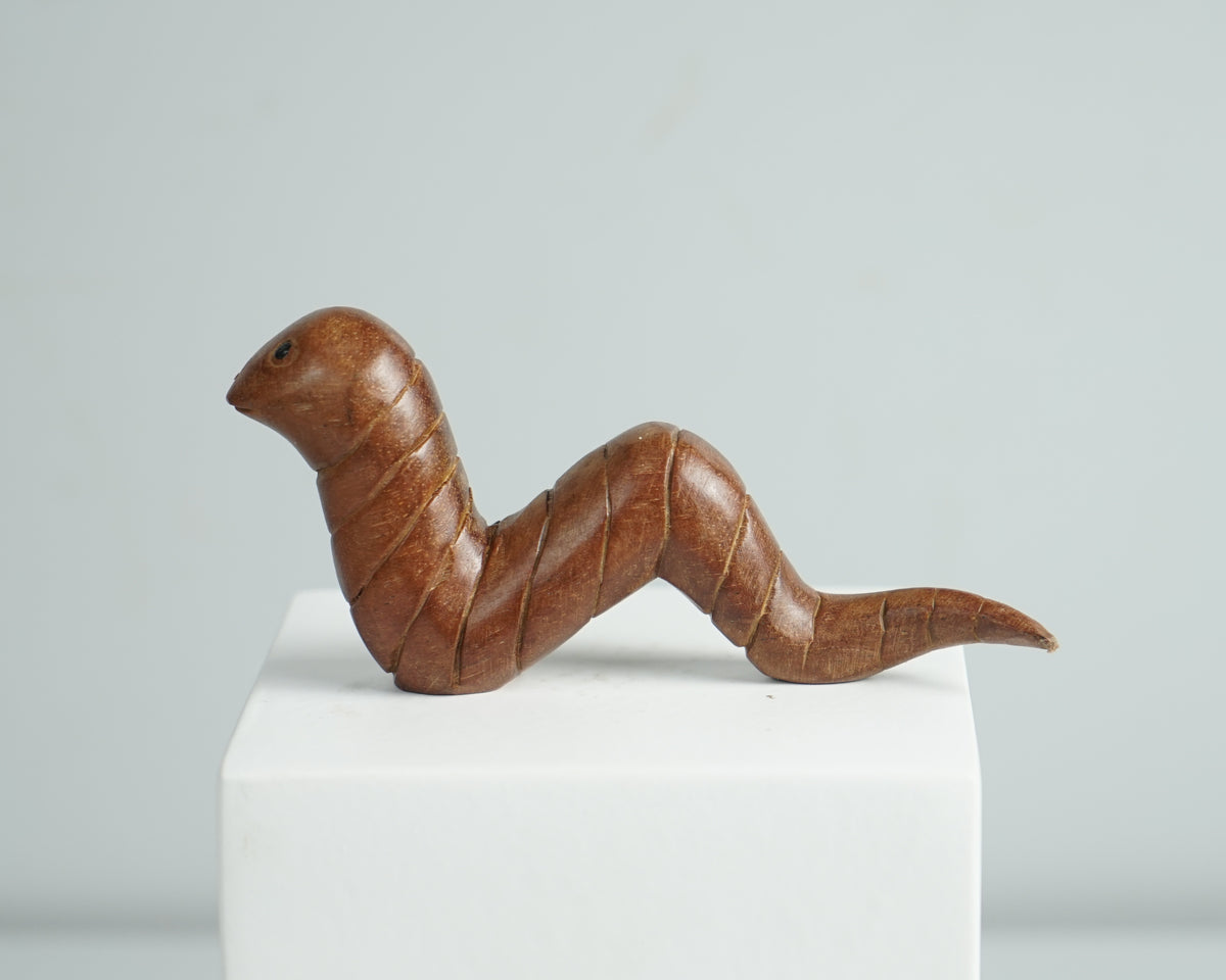 Wooden Worm Sculpture, Animal Statue, Wood Carving, Rustic, Worm Figurine, Housewarming, Tabletop Decor, Unique, Decorative, Gift for Mother