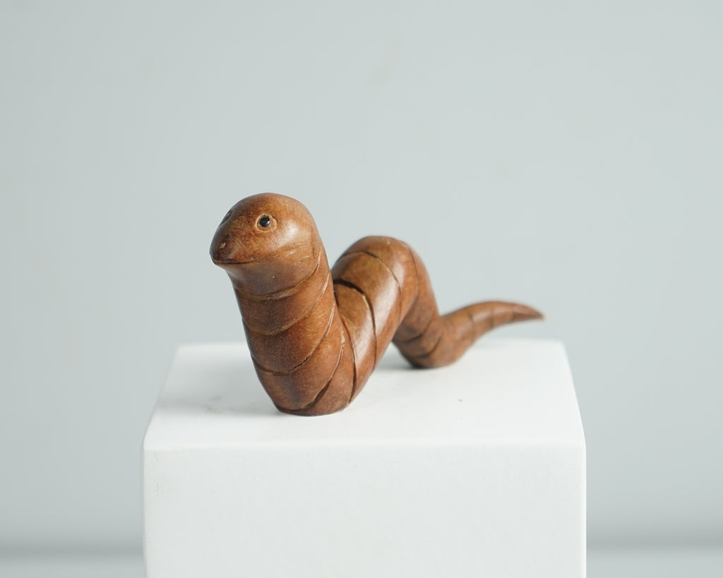Wooden Worm Sculpture, Animal Statue, Wood Carving, Rustic, Worm Figurine, Housewarming, Tabletop Decor, Unique, Decorative, Gift for Mother