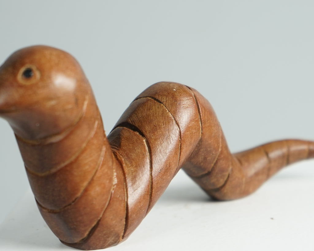 Wooden Worm Sculpture, Animal Statue, Wood Carving, Rustic, Worm Figurine, Housewarming, Tabletop Decor, Unique, Decorative, Gift for Mother