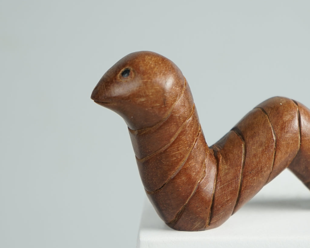Wooden Worm Sculpture, Animal Statue, Wood Carving, Rustic, Worm Figurine, Housewarming, Tabletop Decor, Unique, Decorative, Gift for Mother