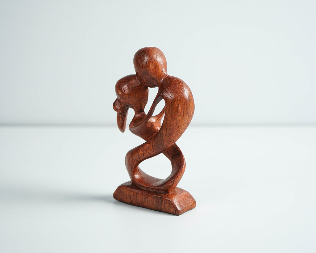 Romantic Couple Abstract Statue, Wooden Modern Art, Wood Carving, Handcrafted, Unique, Modern Abstract, Wedding Gift, Anniversary Gift