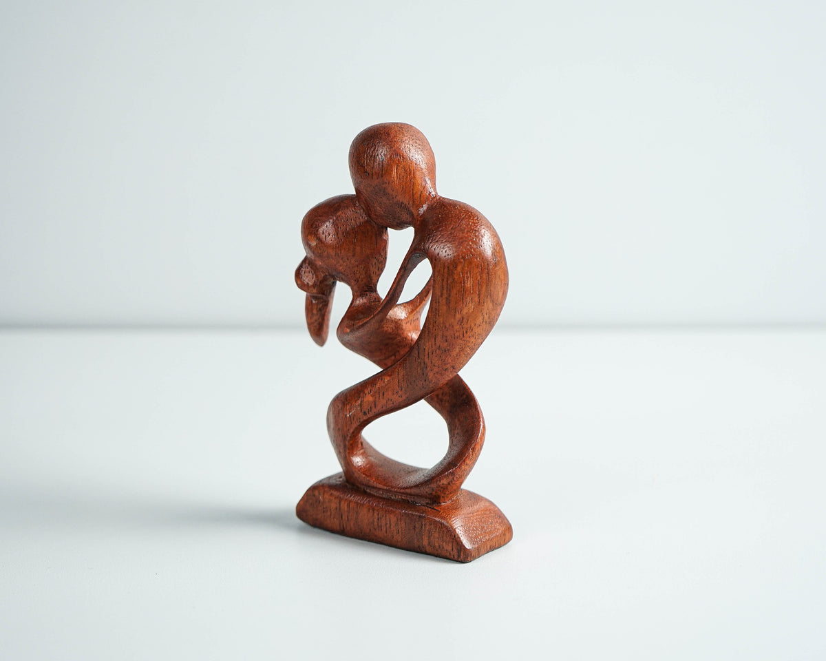 Romantic Couple Abstract Statue, Wooden Modern Art, Wood Carving, Handcrafted, Unique, Modern Abstract, Wedding Gift, Anniversary Gift