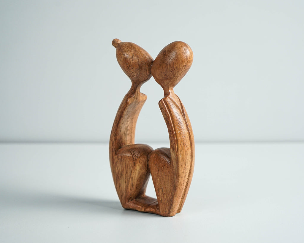 Kissing Couple Abstract Statue, Wooden Modern Art, Wood Carving, Handcrafted, Unique Statue, Modern Abstract, Wedding Gift, Valentines Day