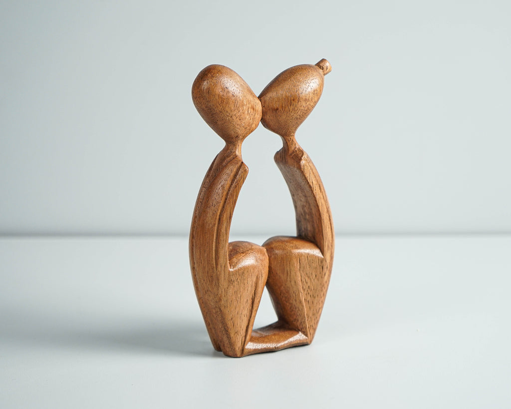 Kissing Couple Abstract Statue, Wooden Modern Art, Wood Carving, Handcrafted, Unique Statue, Modern Abstract, Wedding Gift, Valentines Day